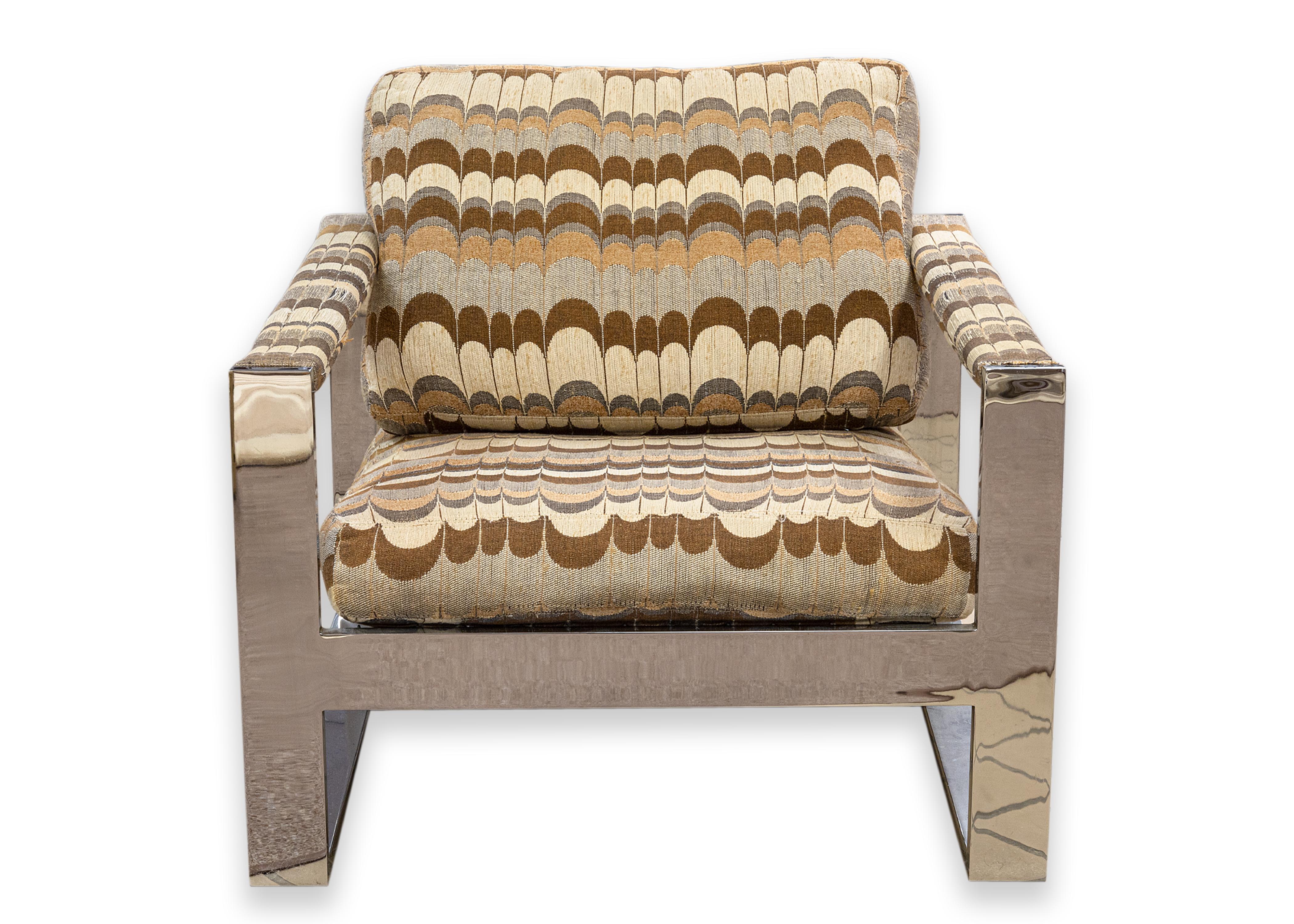 Pair of Milo Baughman Thayer Coggin Flat Bar Chrome Lounge Chairs Mid Century For Sale 6