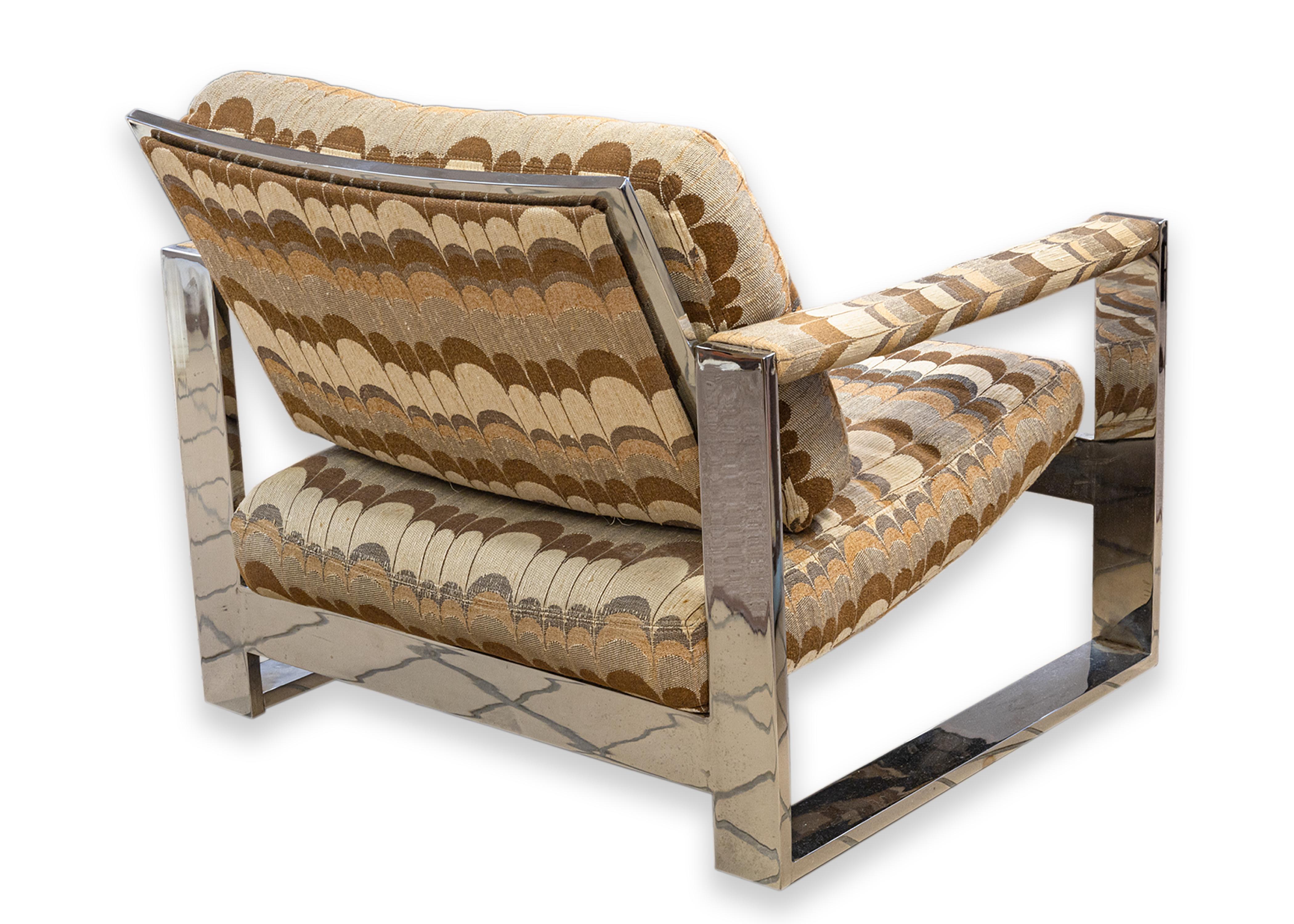 Pair of Milo Baughman Thayer Coggin Flat Bar Chrome Lounge Chairs Mid Century For Sale 10