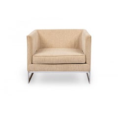 Pair of Milo Baughman / Thayer Coggin Upholstery Floating Cube Armchairs