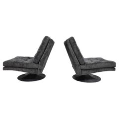 Pair of Milo Baughman Tilt/Swivel Chairs in Holly Hunt Outdoor Upholstery