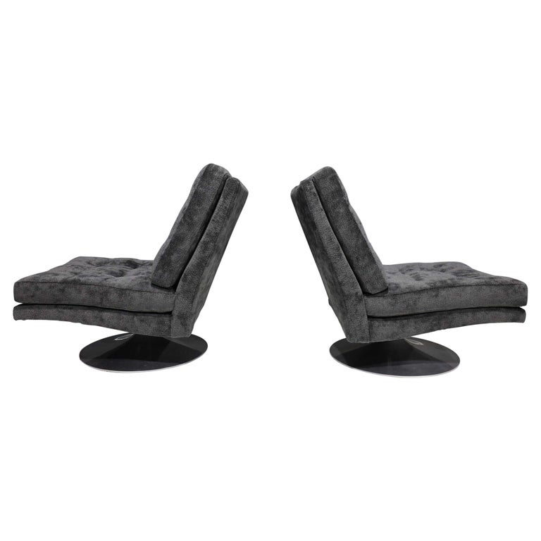 Pair of Milo Baughman Tilt/Swivel Chairs in Holly Hunt Outdoor Upholstery