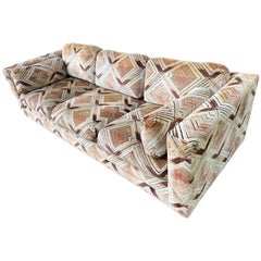 Pair of Milo Baughman Tuxedo Sofas in Chevron Pattern
