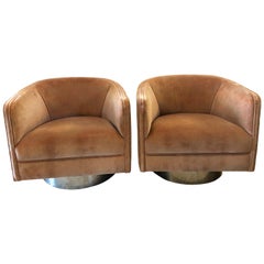 Pair of Milo Baughman Tyler Coughlin Swivel Chairs