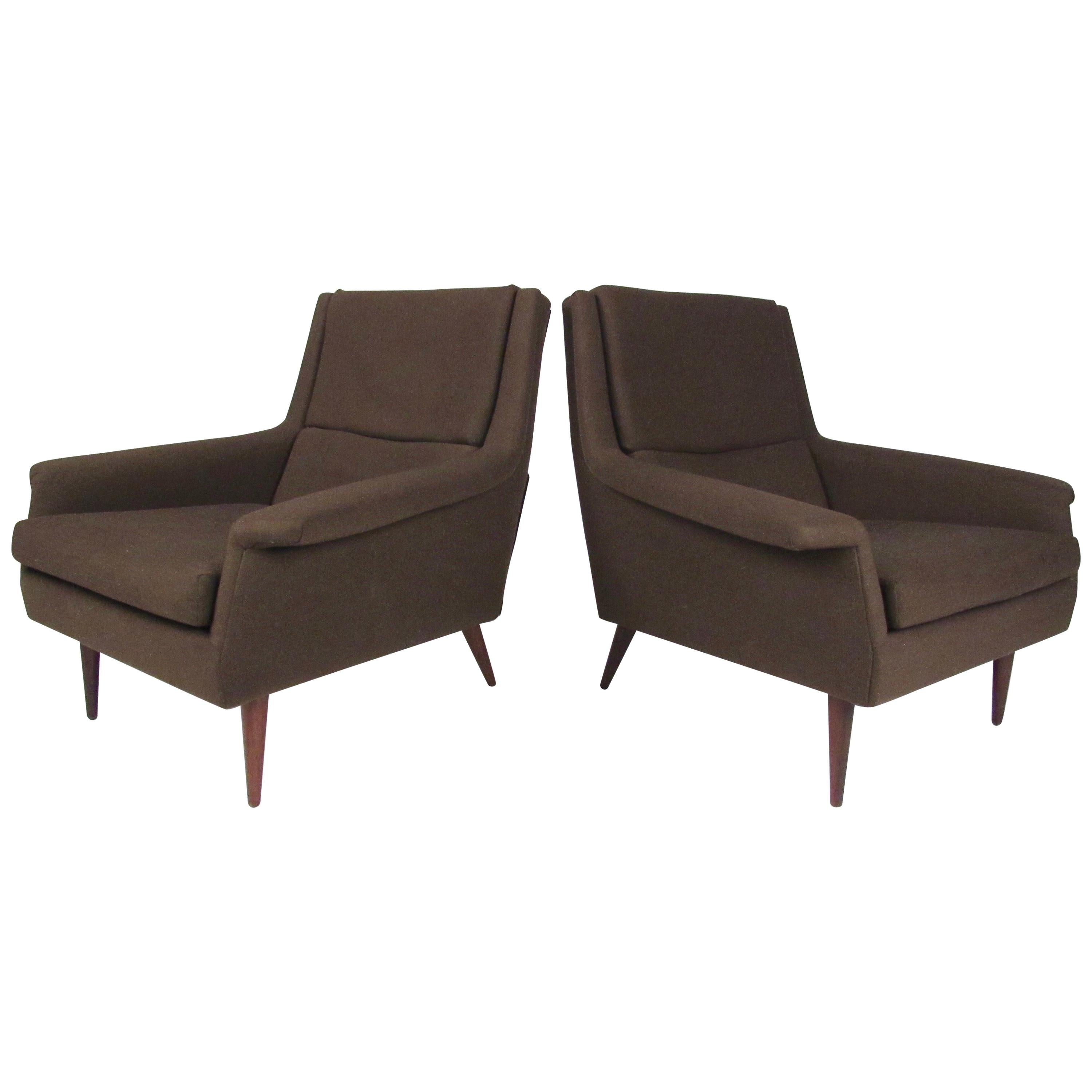 Pair of Milo Baughman Upholstered Lounge Chairs