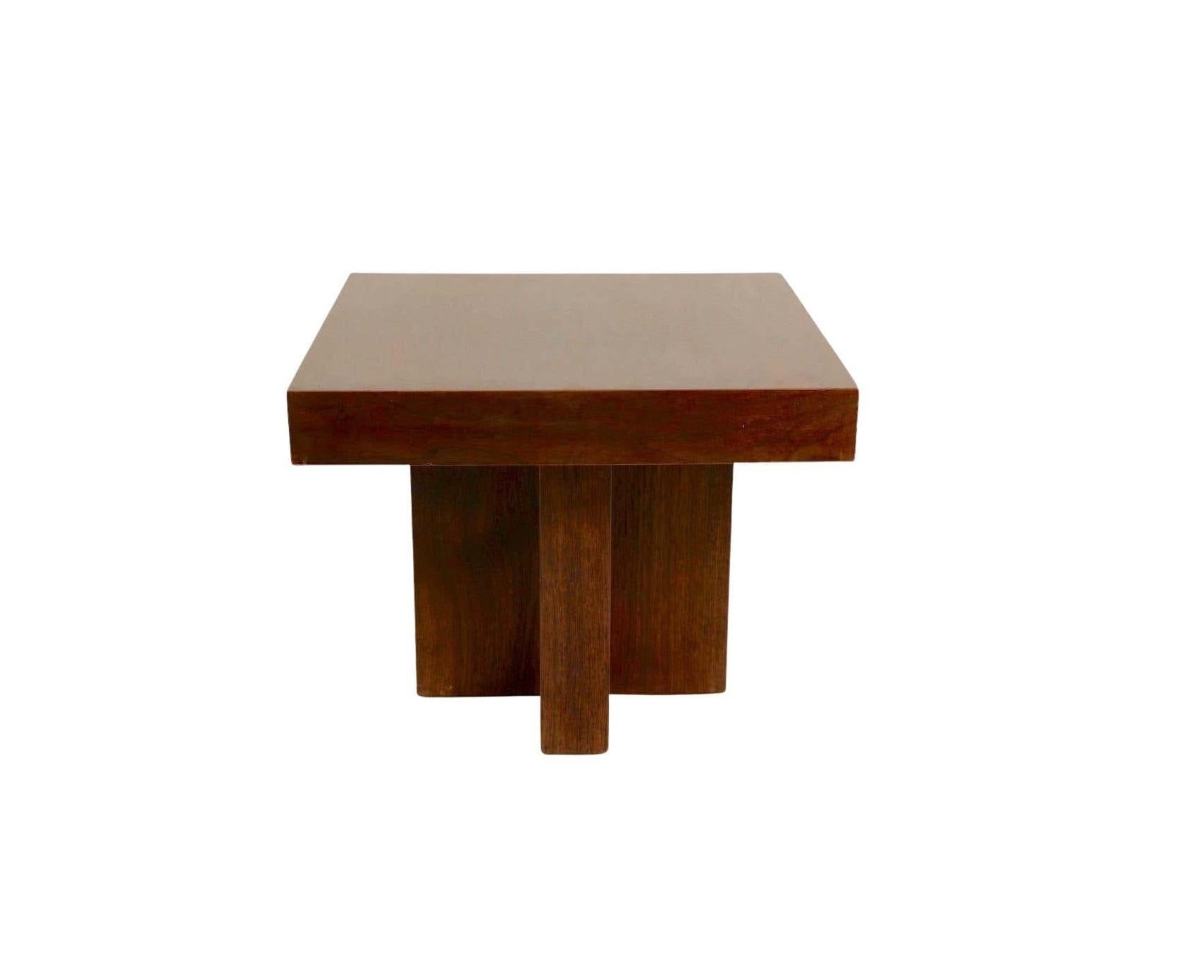American Pair of Milo Baughman Walnut ‘Cruciform’ End Tables