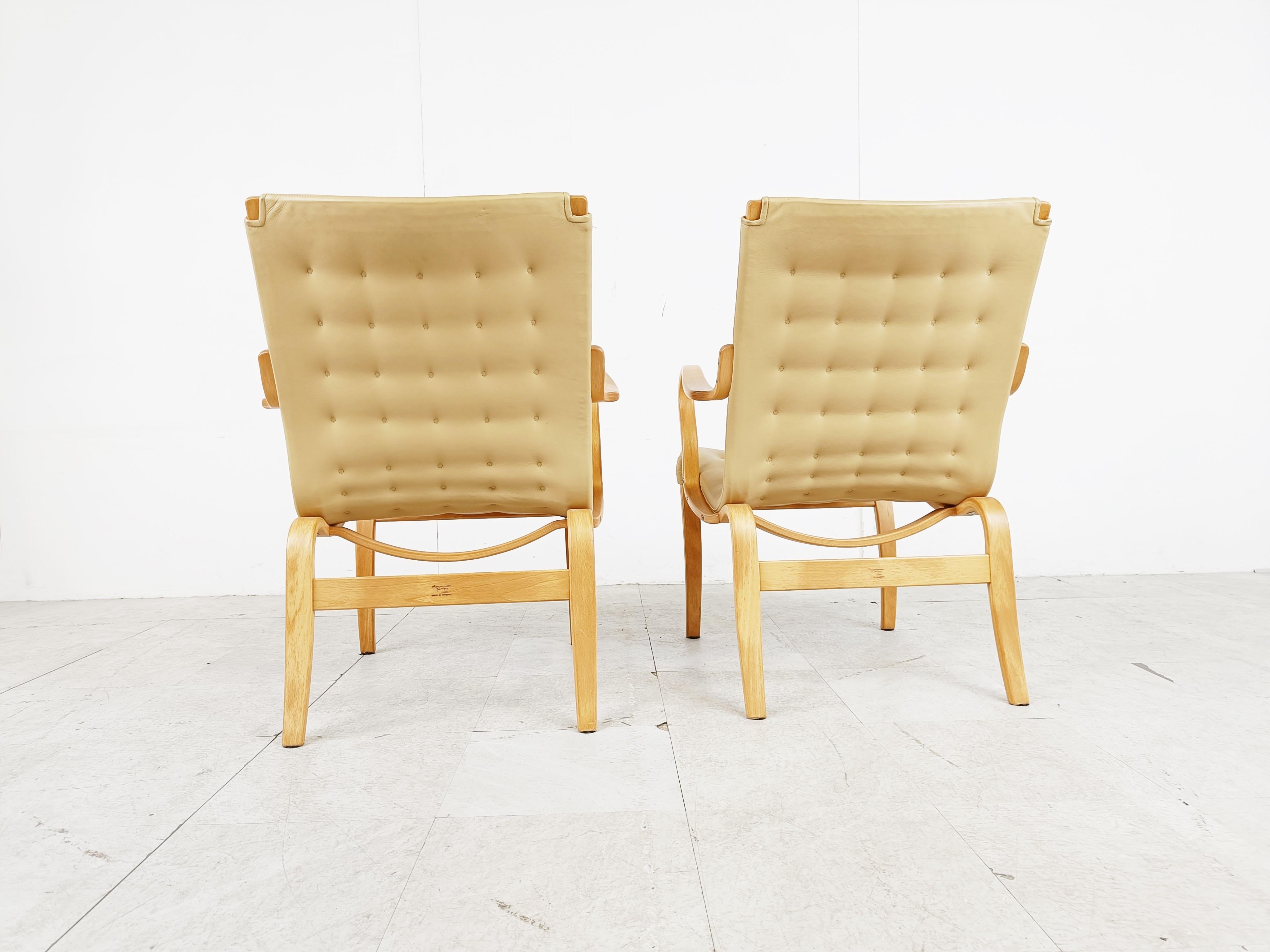 Swedish Pair of Mina Armchairs by Bruno Mathsson, 1960s For Sale