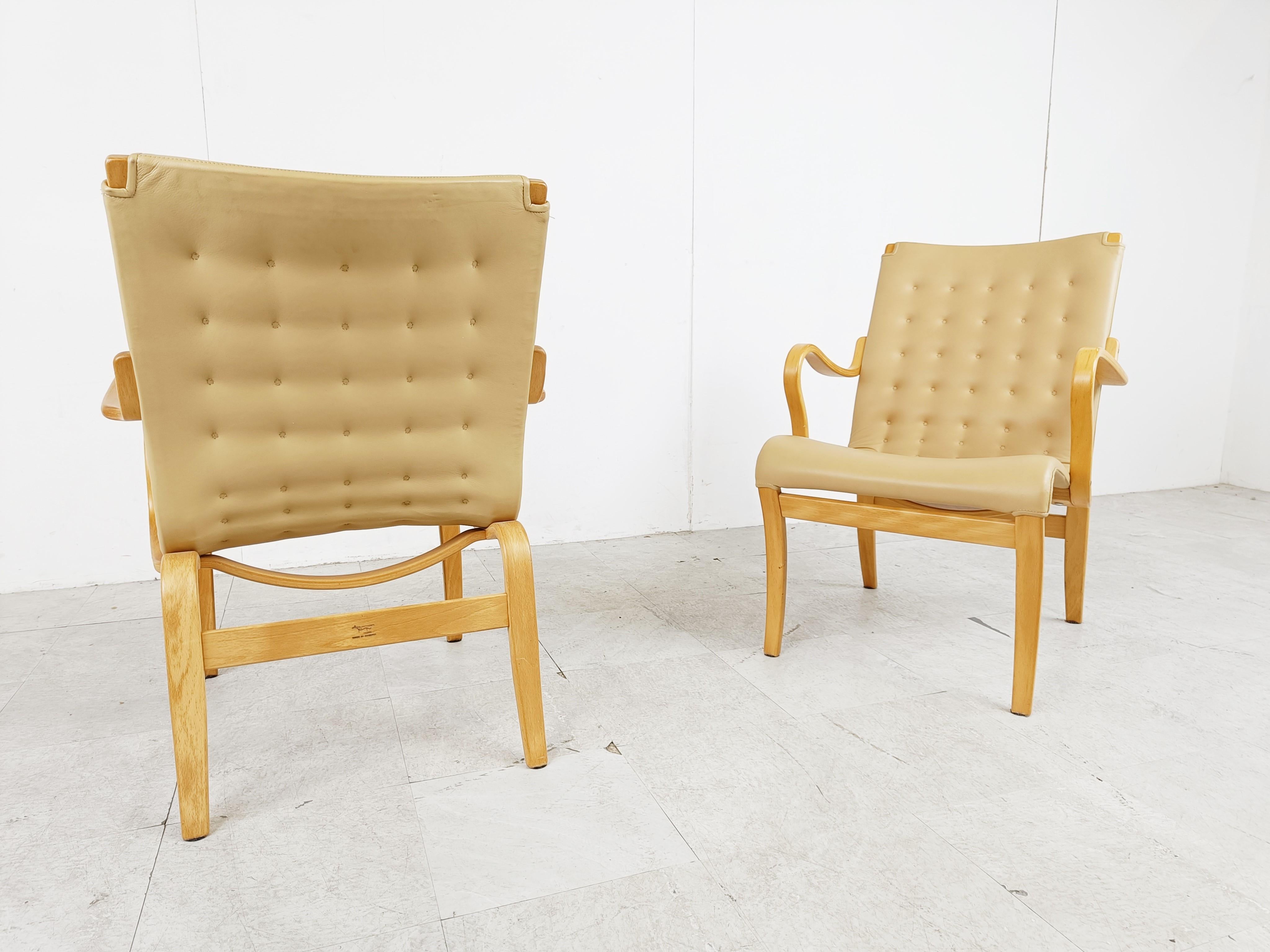 Pair of Mina Armchairs by Bruno Mathsson, 1960s In Good Condition For Sale In HEVERLEE, BE