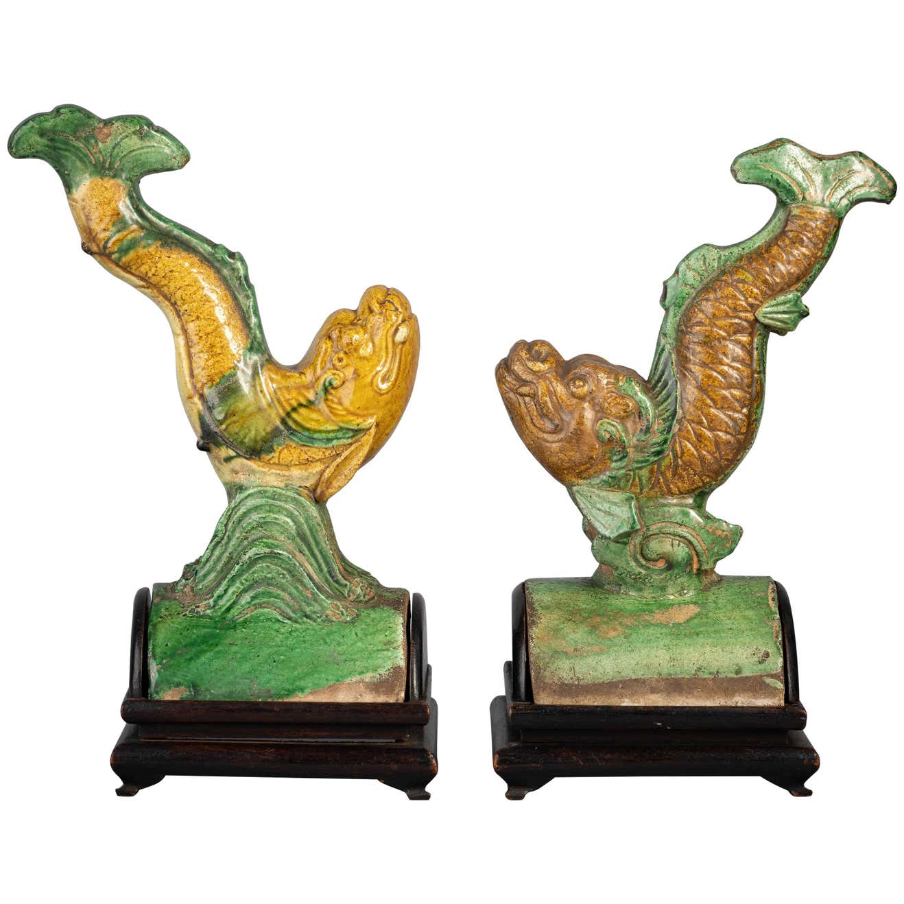 Ming Fish Pair of Ming Dynasty Fish Roof Tiles, circa 1600 For Sale at 1stDibs