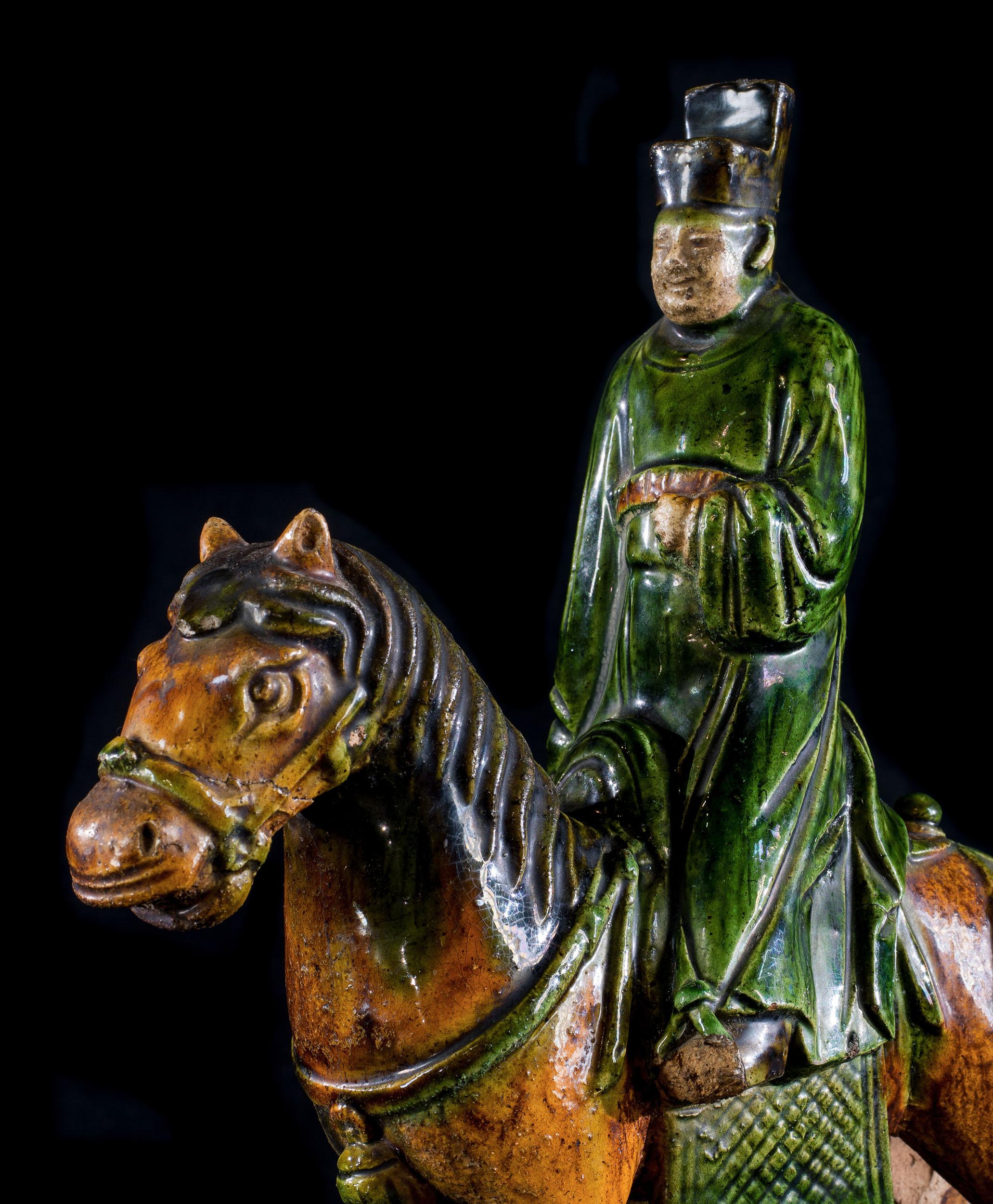Pair of Ming Dynasty Horsemen Roof Tiles For Sale 2