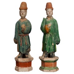 Pair of Ming Dynasty Terracotta Tomb Dignitaries