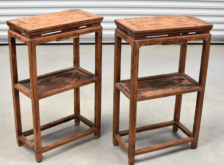 Pair of Ming Style Chinese Antique Side Tables at 1stDibs