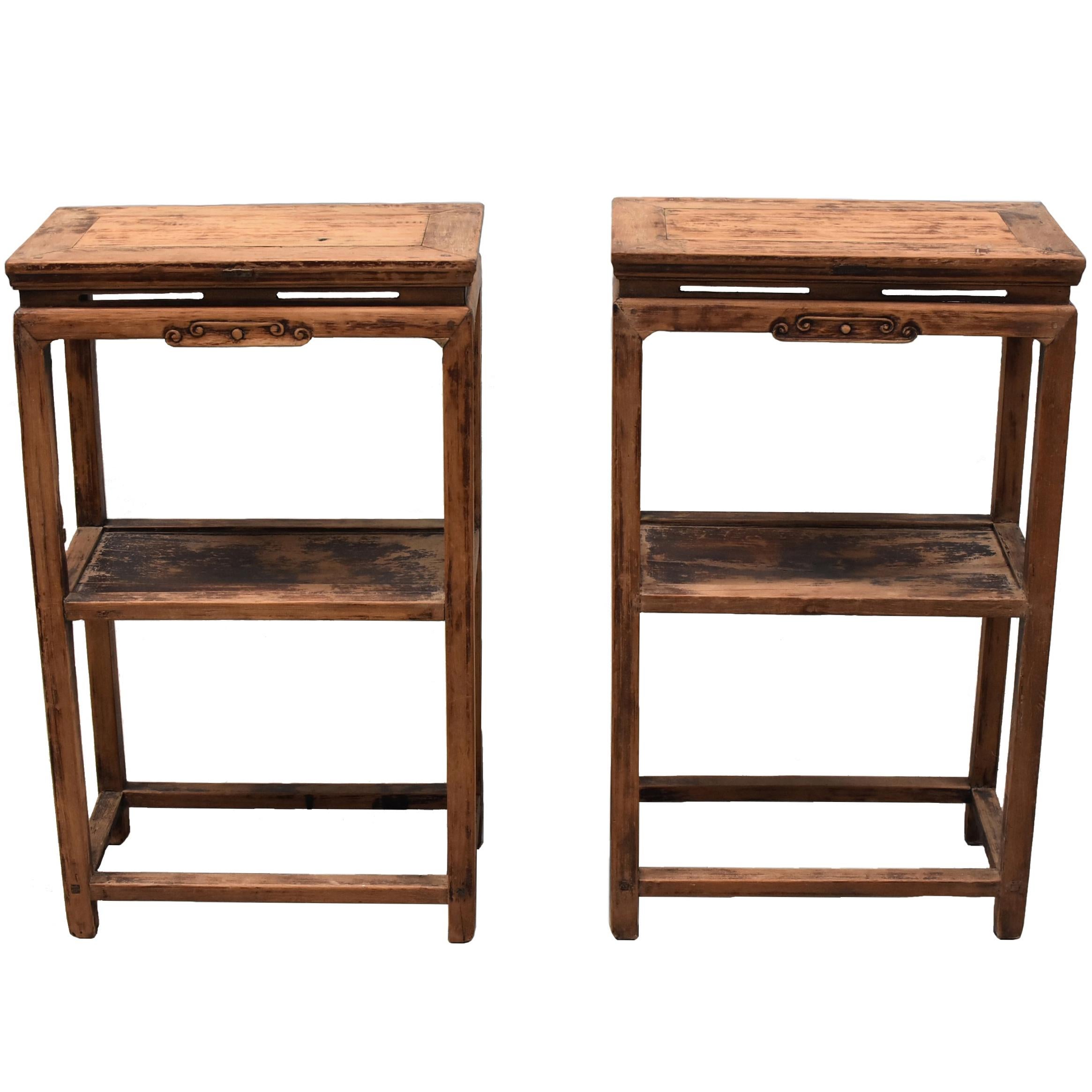 Pair of Ming Style Chinese Antique Side Tables