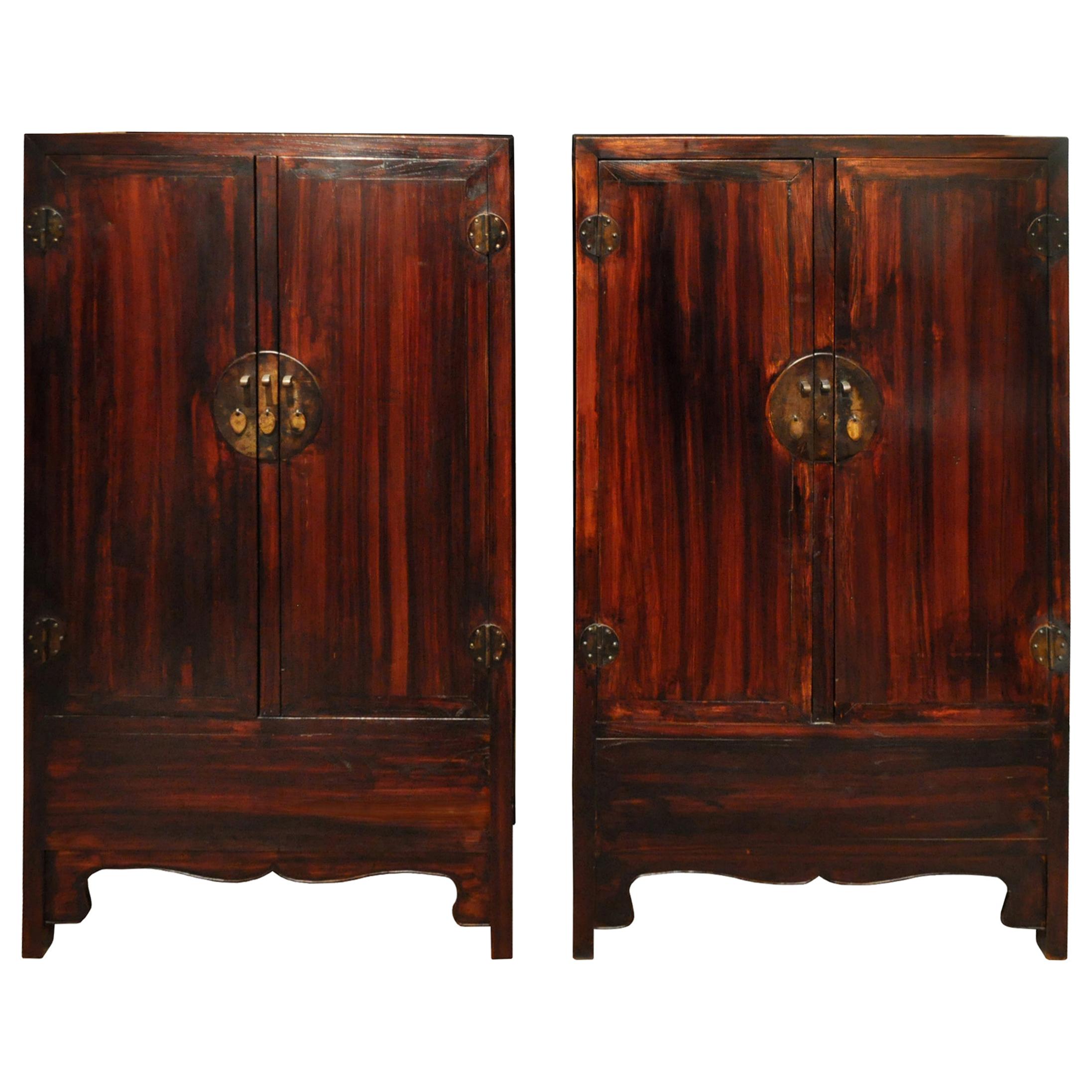 Pair of Ming Style Early 20th Century Wedding Cabinets For Sale
