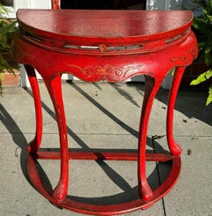 Paire de consoles ou tables centrales chinoiseries rouges de style Ming