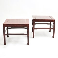 Pair of Ming Style Red Lacquer Side Tables