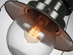 Pair of Mini Electrified Green Porcelain Gas Lamps