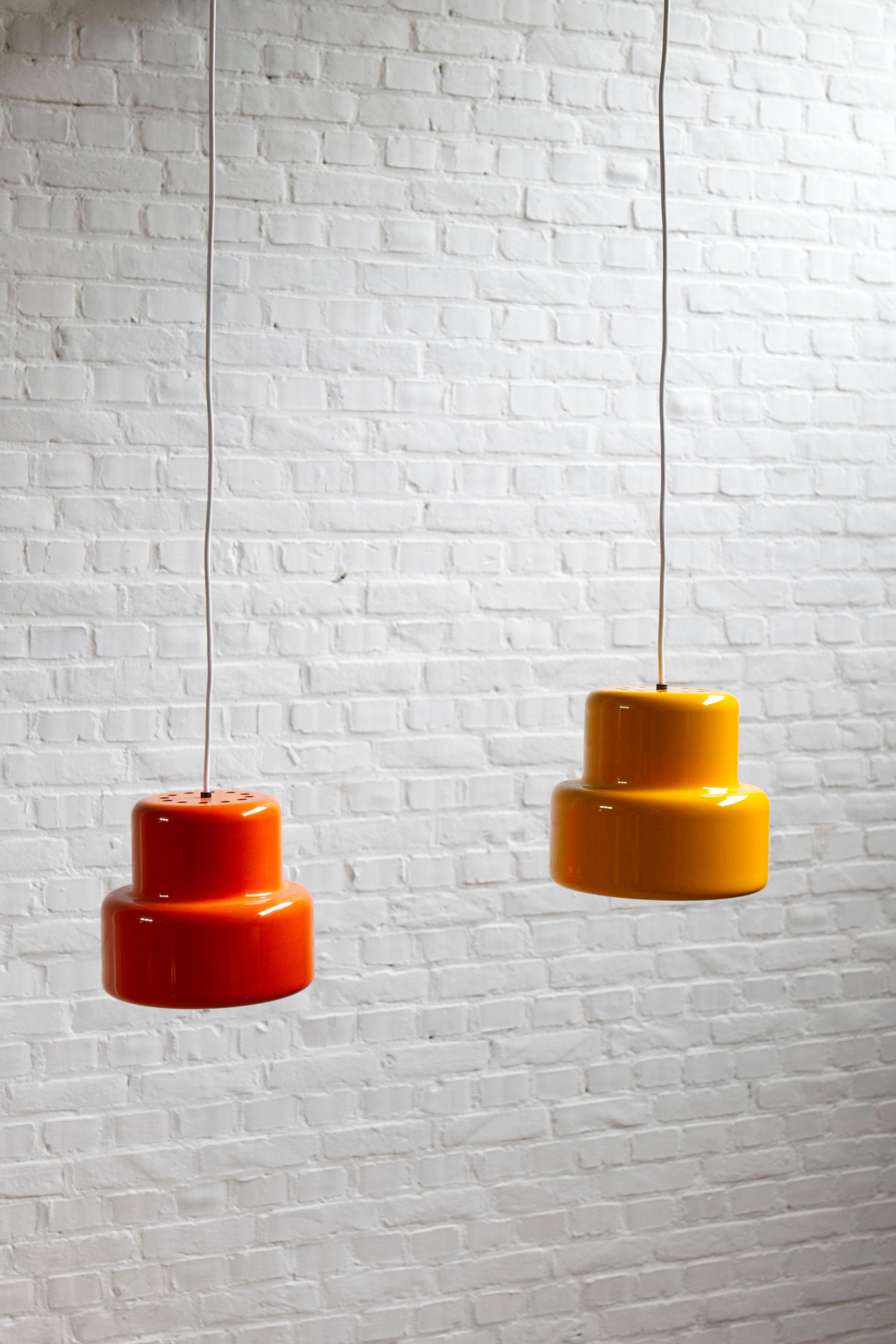 Mid-Century moderno Pair of Mini-Poker Pendant Lamp by Jo Hammerborg for Fog & Mørup, Denmark, 1960s in vendita