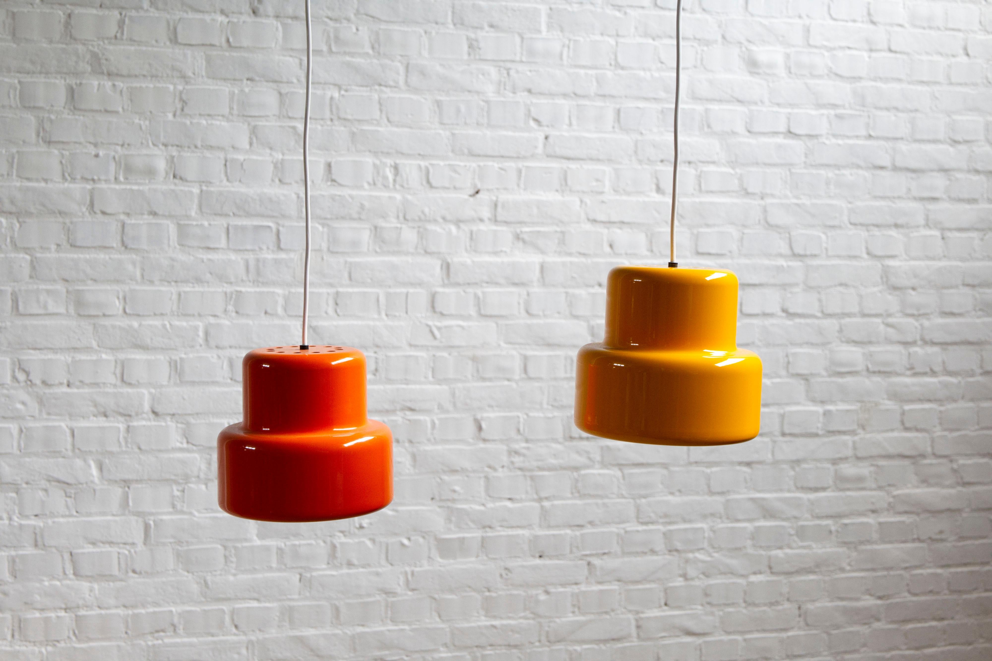 Dipinto Pair of Mini-Poker Pendant Lamp by Jo Hammerborg for Fog & Mørup, Denmark, 1960s in vendita