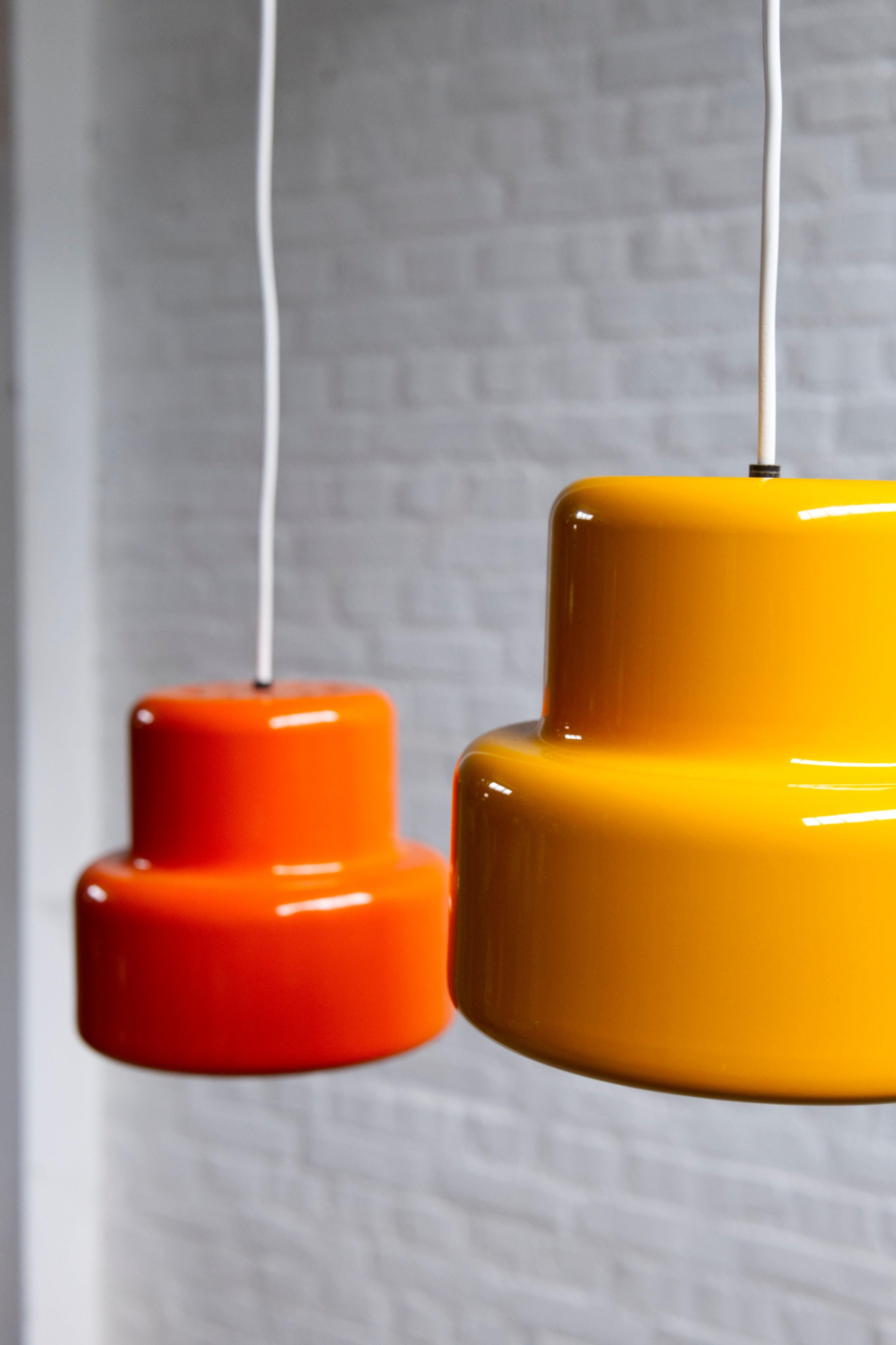 Metallo Pair of Mini-Poker Pendant Lamp by Jo Hammerborg for Fog & Mørup, Denmark, 1960s in vendita