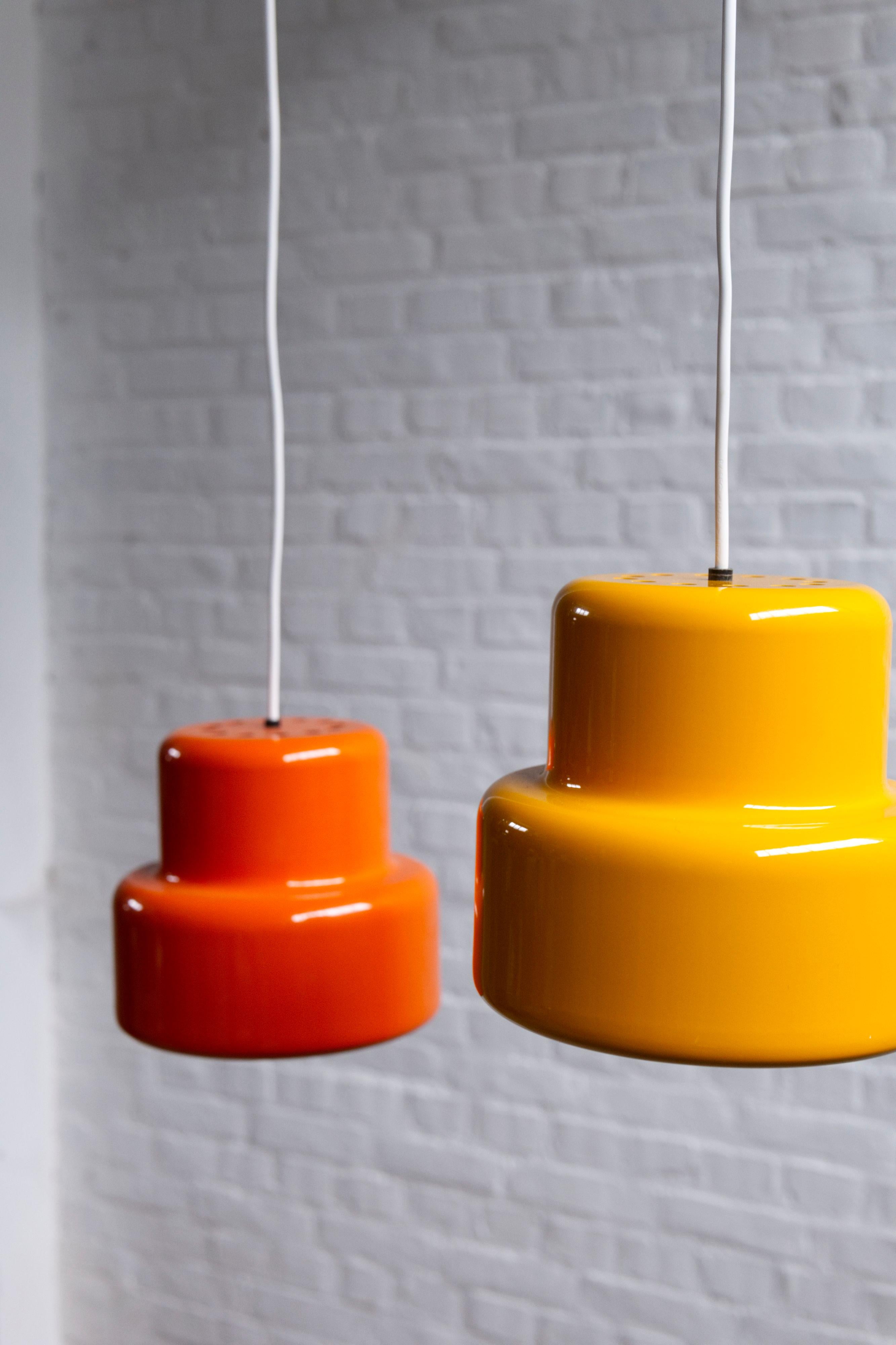 Pair of Mini-Poker Pendant Lamp by Jo Hammerborg for Fog & Mørup, Denmark, 1960s in vendita 1