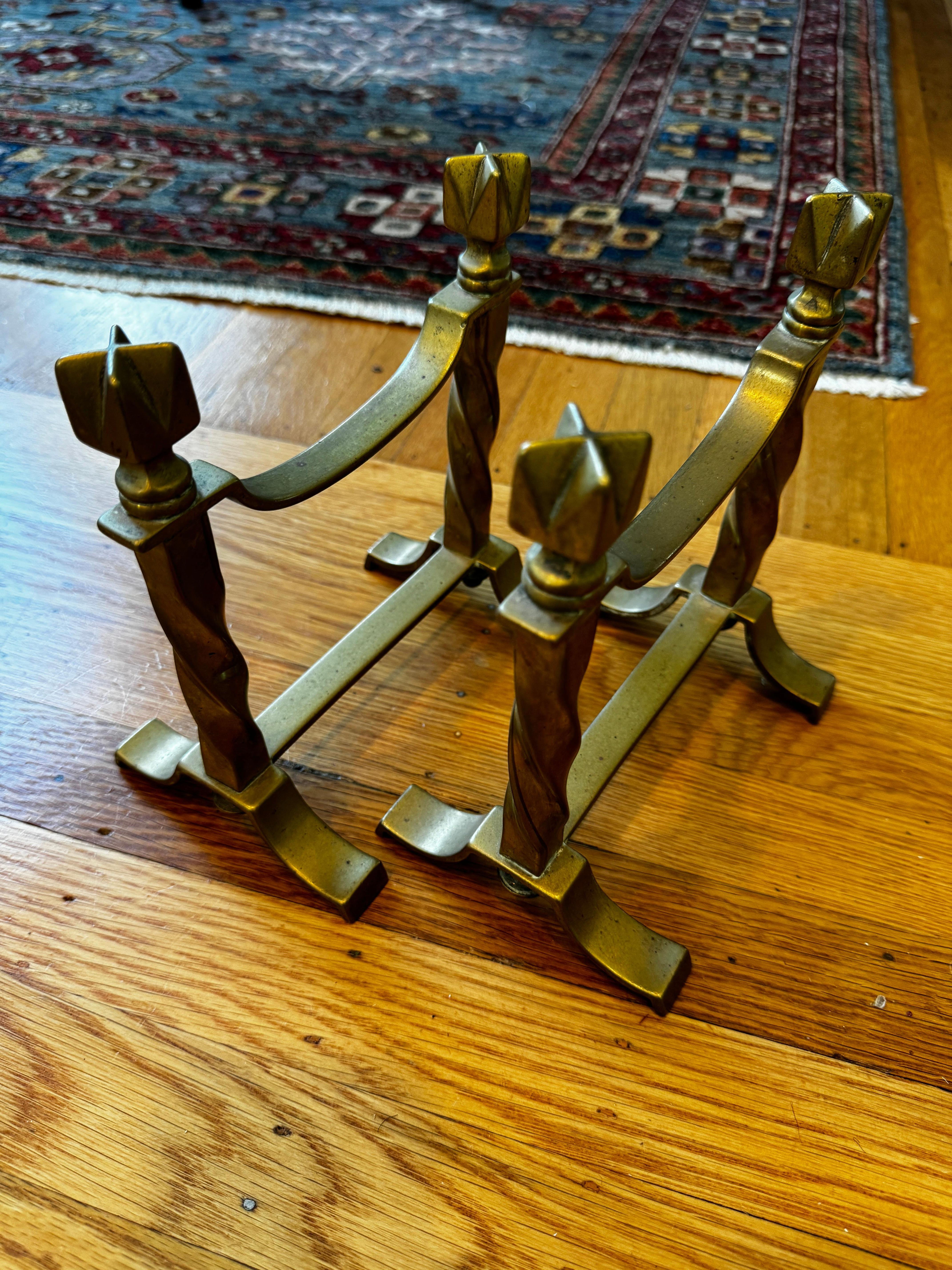 Pair of Miniature 19th Century English Fireplace Chenets In Good Condition For Sale In San Francisco, CA