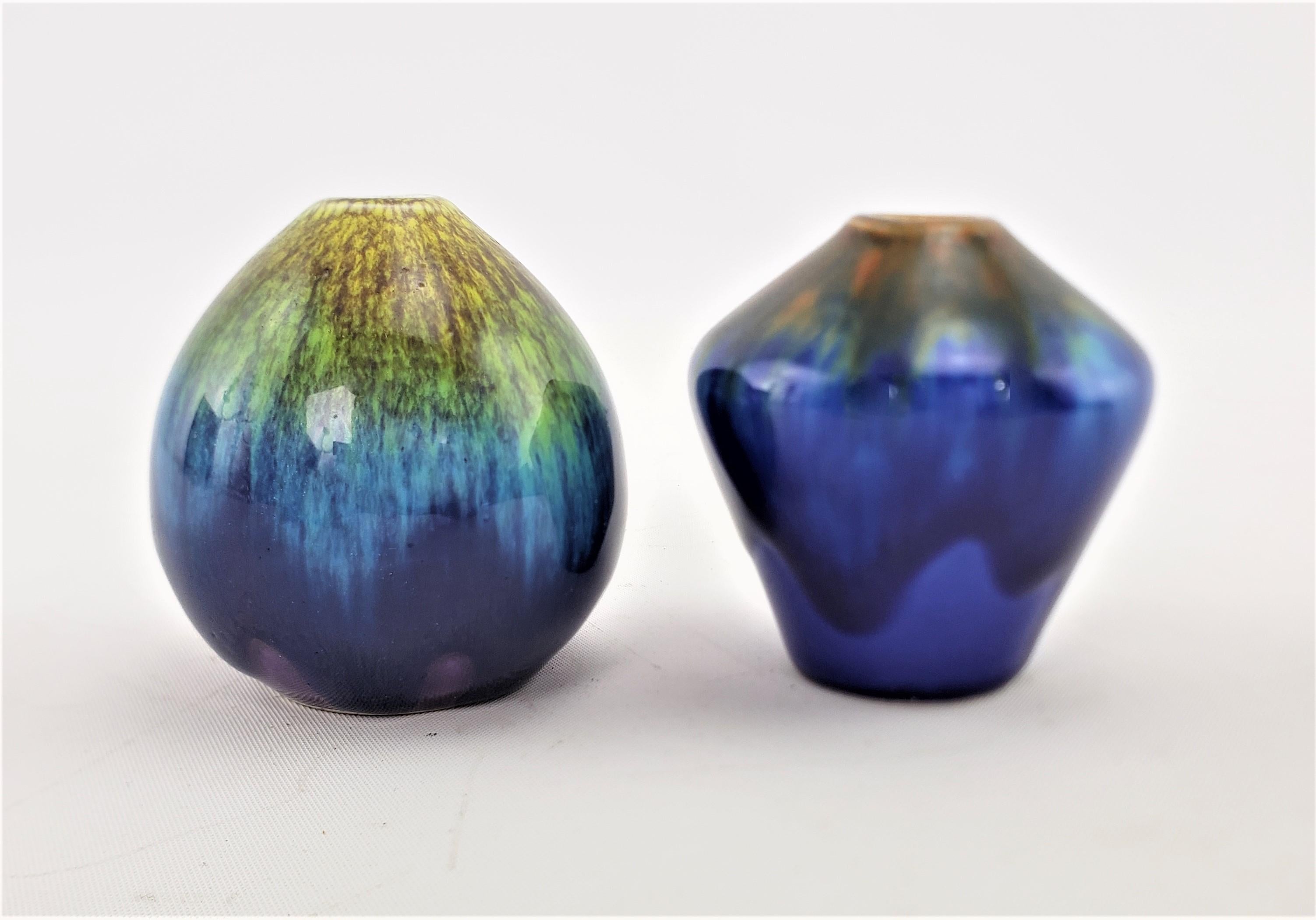 Glazed Pair of Miniature Berndt Friberg for Gustavsberg Attributed Art Pottery Vases For Sale