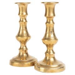 Pair of Miniature Georgian Cast Brass Taper Sticks, 1820