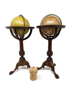 Pair of Miniature Globes Lane’s on Tripod Bases, London post 1833, ante 1858