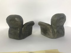 Pair of Miniature Lounge Chair Ceramic Sculptures