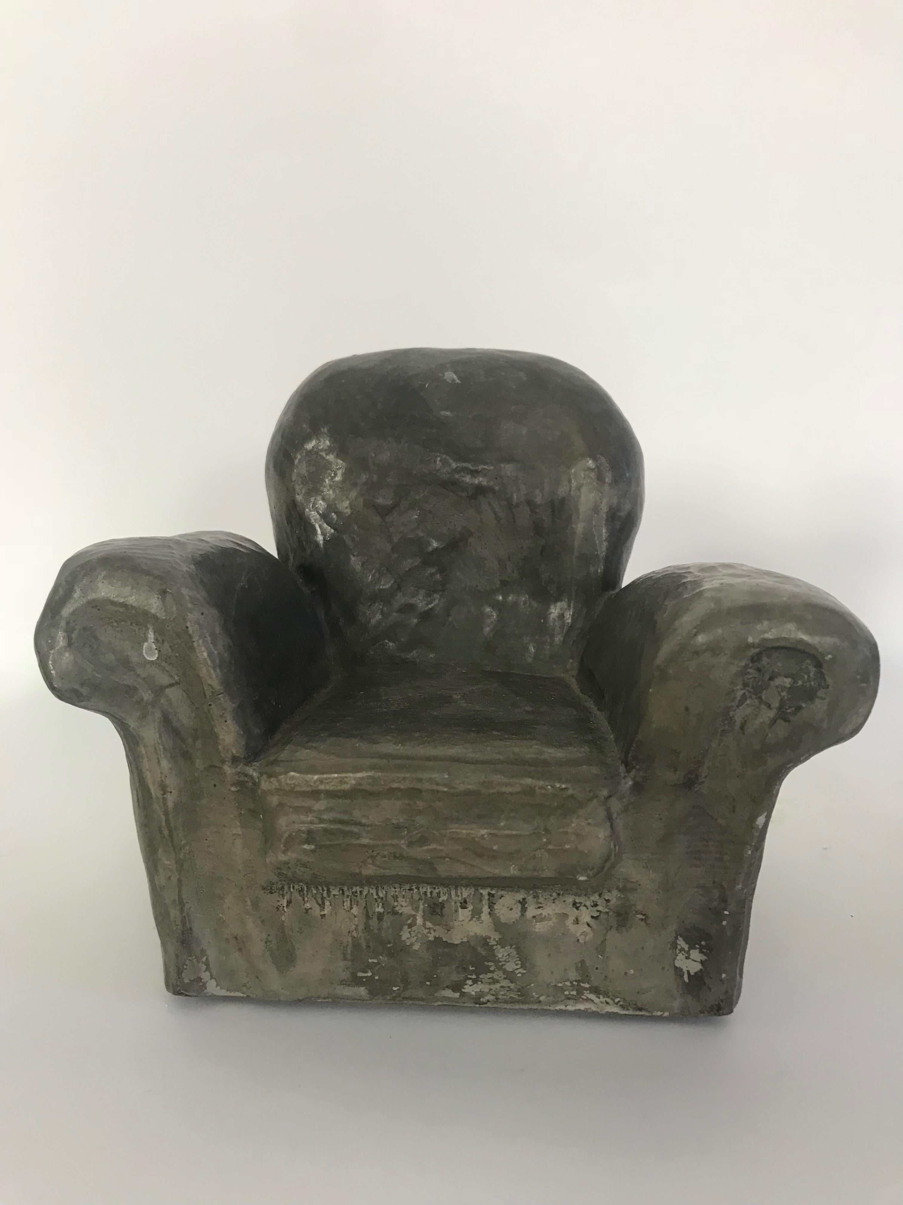 20th Century Pair of Miniature Lounge Chair Ceramic Sculptures For Sale