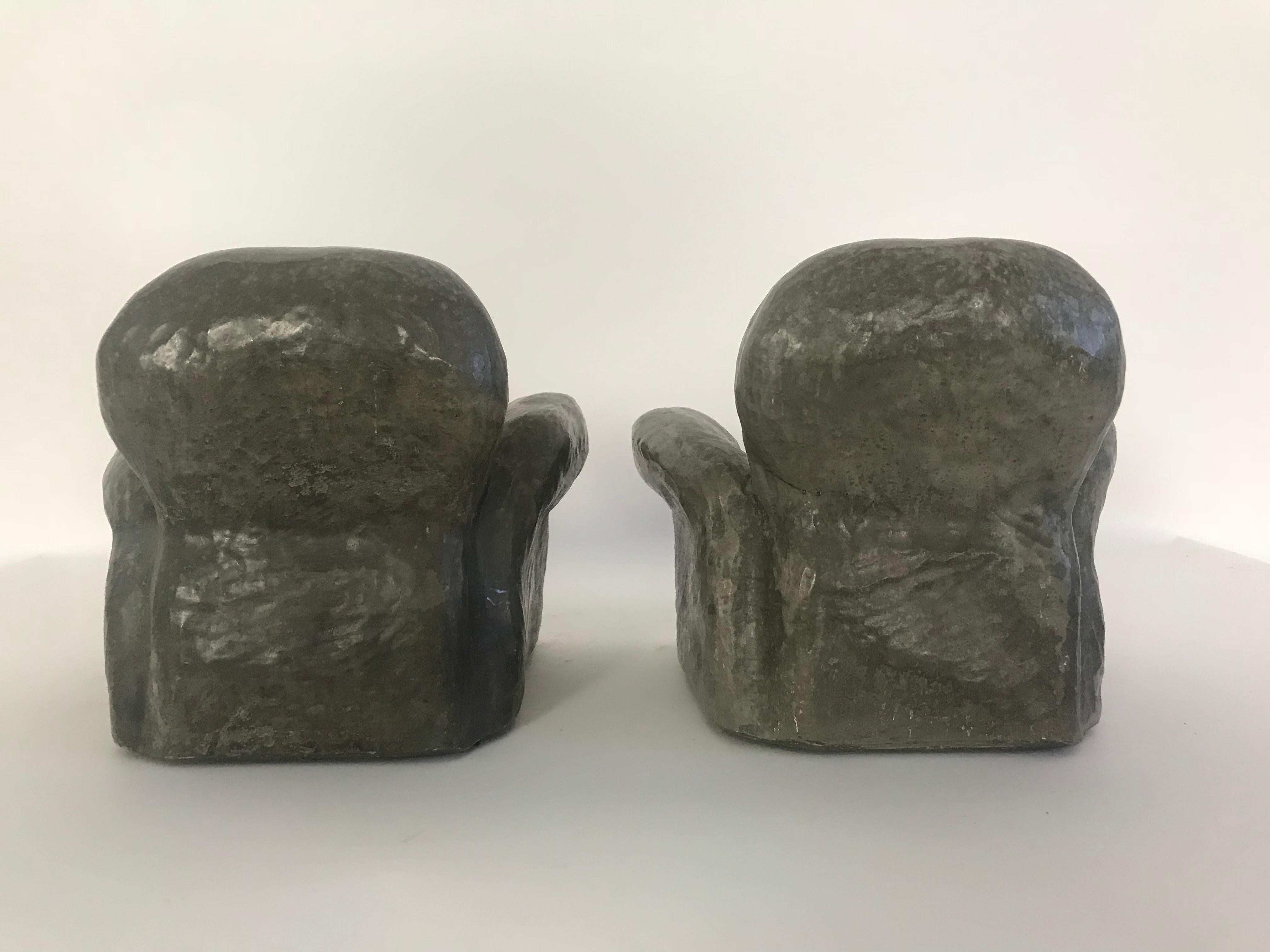Pair of Miniature Lounge Chair Ceramic Sculptures For Sale 1