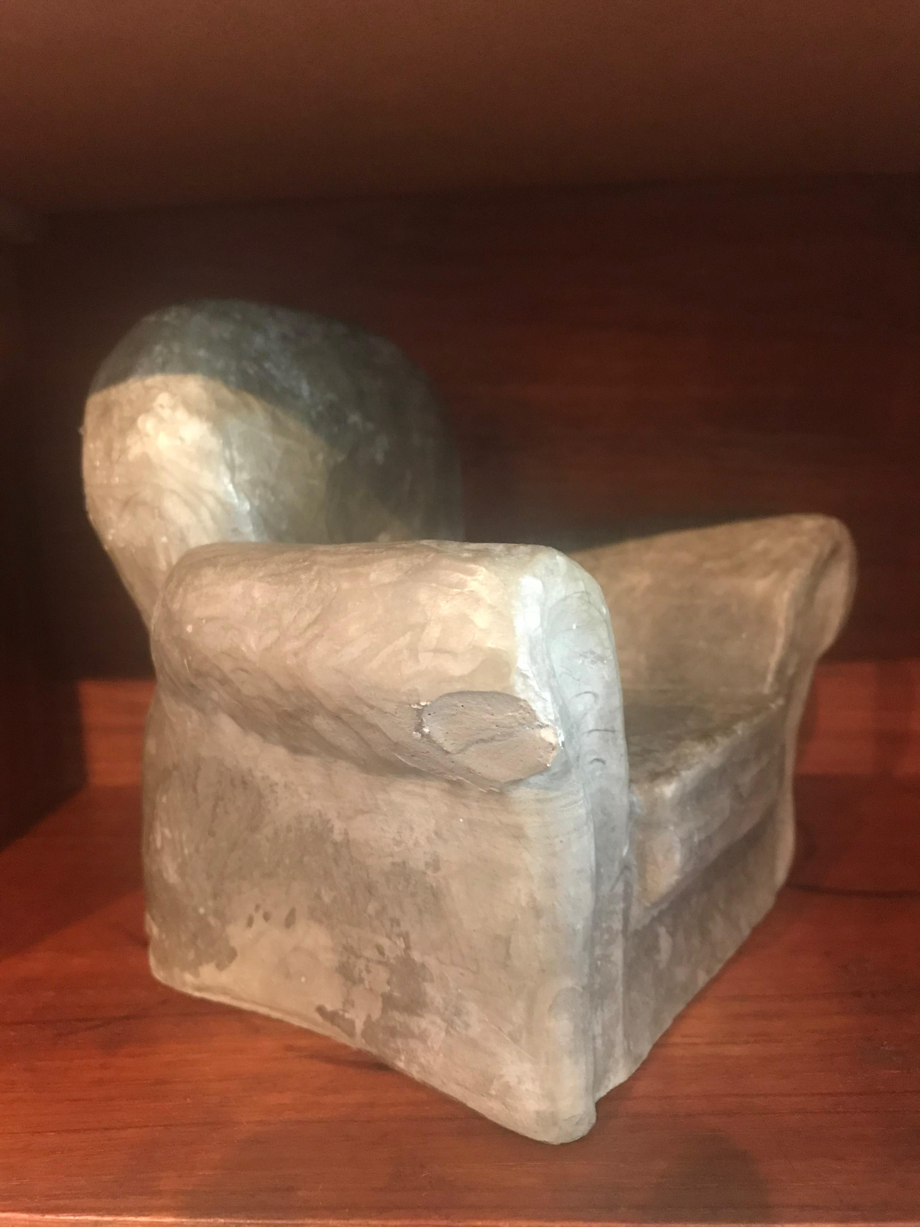Pair of Miniature Lounge Chair Ceramic Sculptures For Sale 3