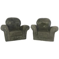Pair of Miniature Lounge Chair Ceramic Sculptures