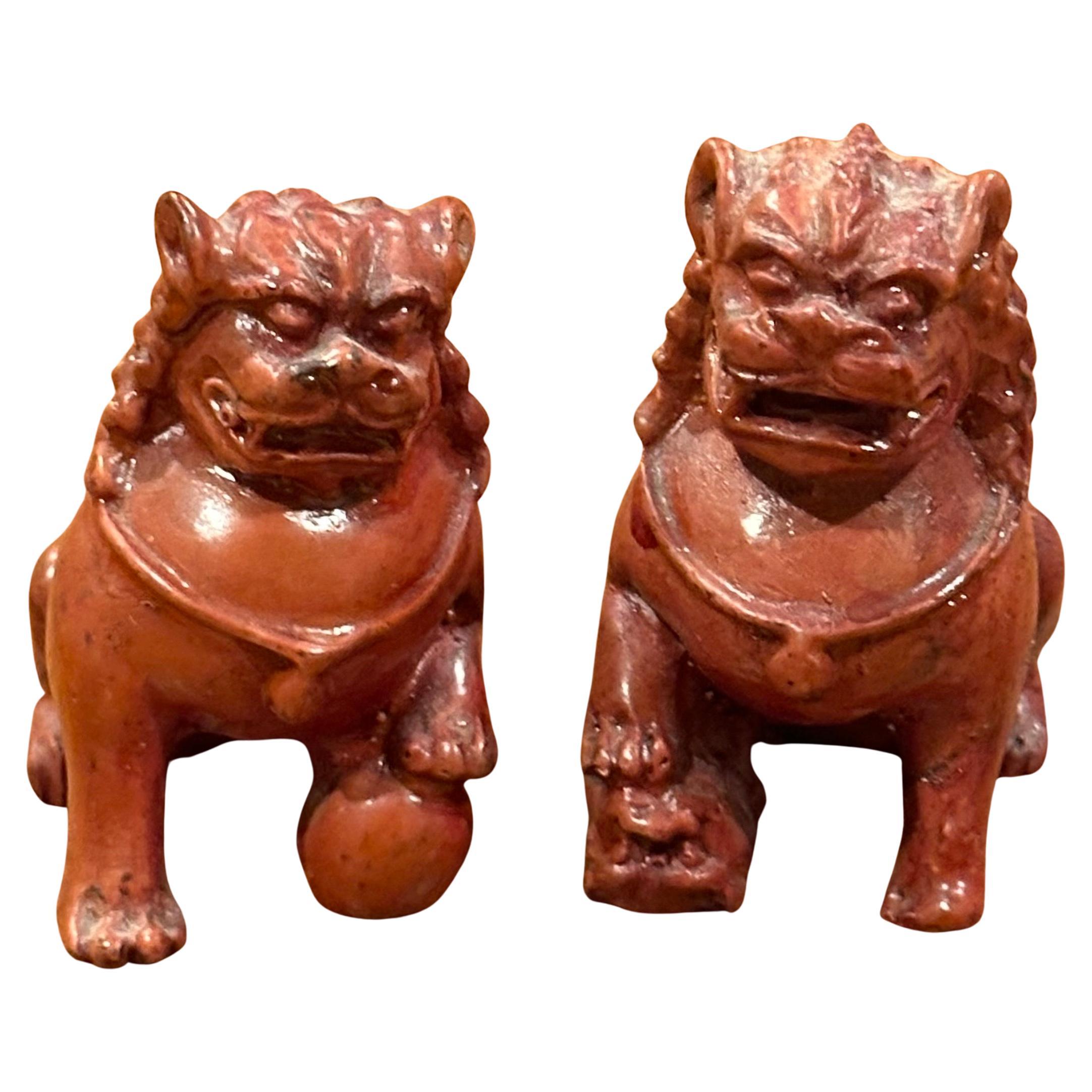 Pair of Miniature Mid-Century Resin Foo Dogs