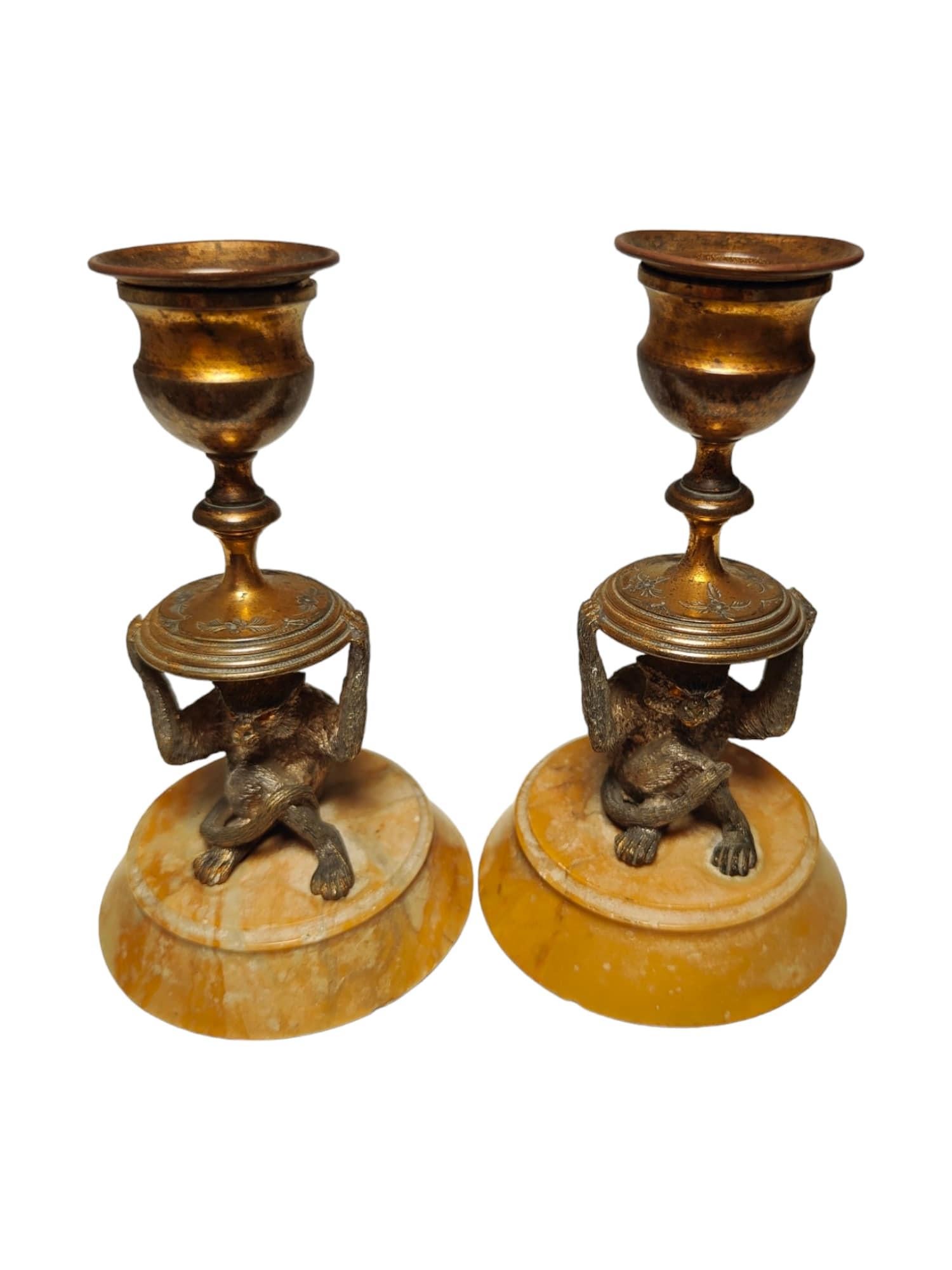 Pair of Miniature Monkey Candlesticks from the 19th Century For Sale 2