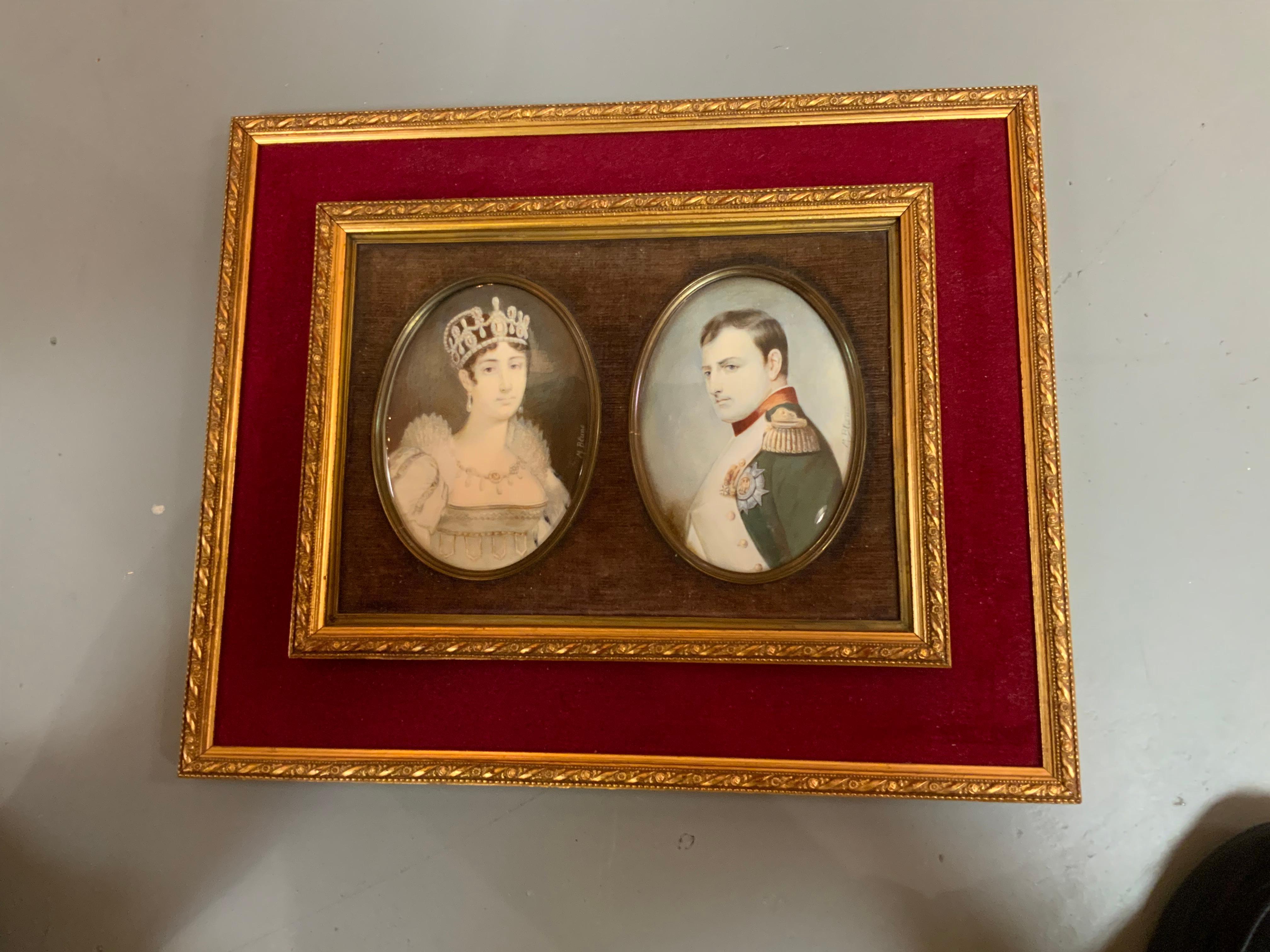 Paar Miniaturbilder auf Porzellan von Napoleon und Josephine (Französisch) im Angebot