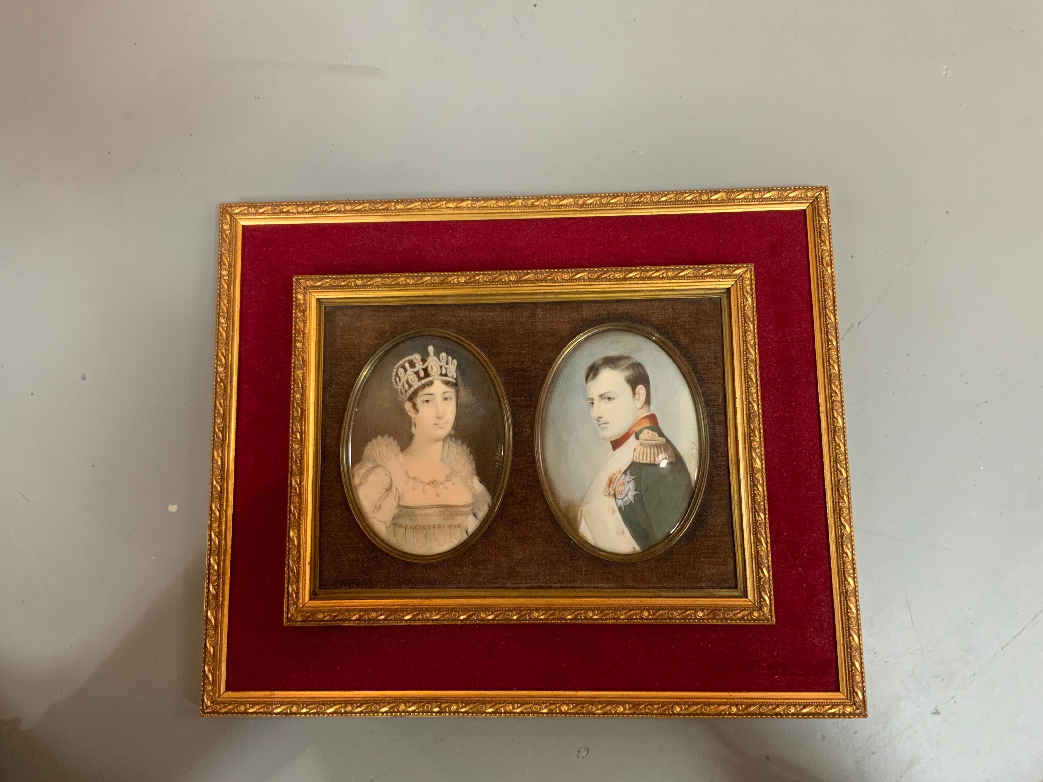 Paar Miniaturbilder auf Porzellan von Napoleon und Josephine im Zustand „Hervorragend“ im Angebot in Houston, TX