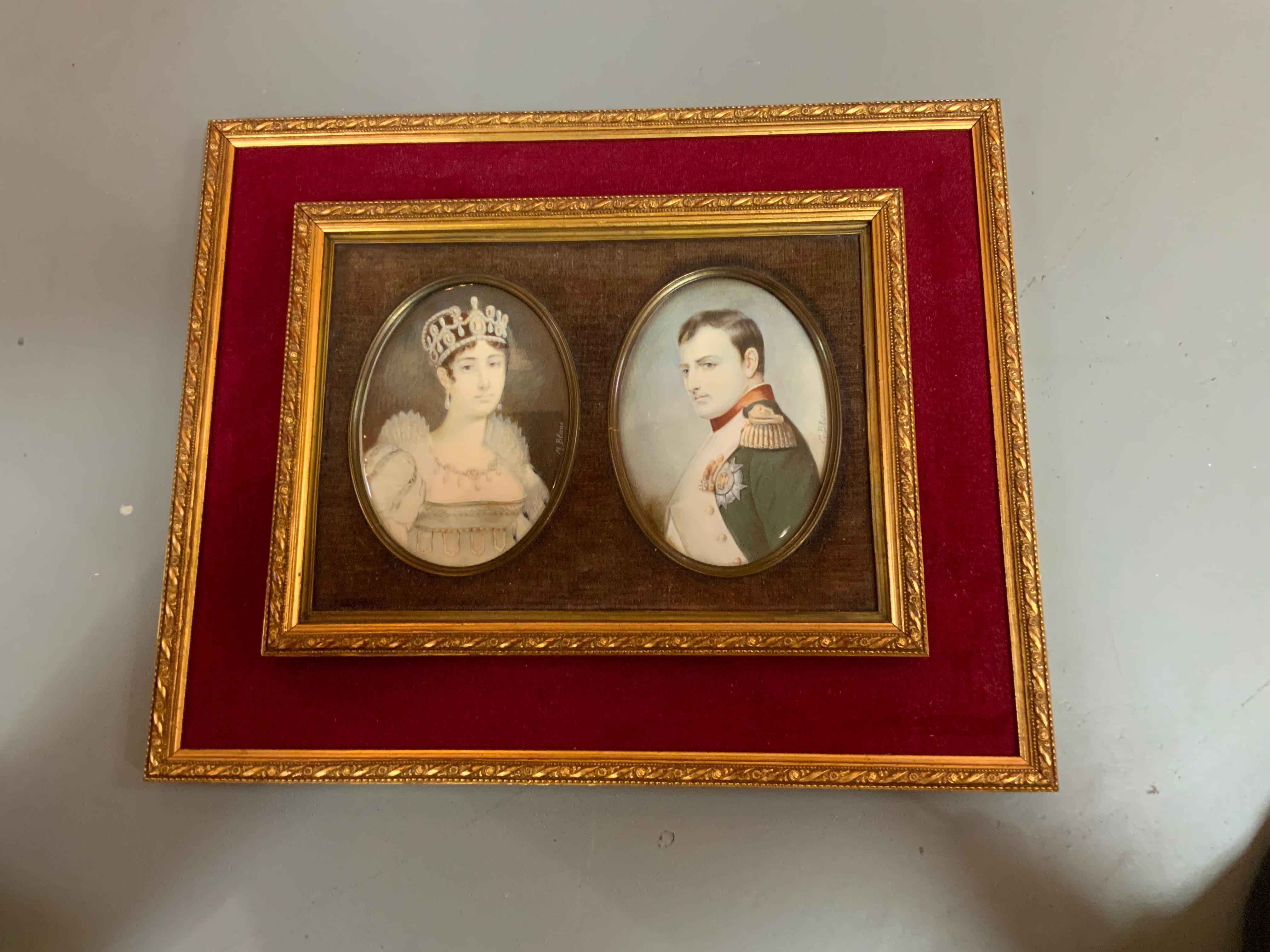 Paar Miniaturbilder auf Porzellan von Napoleon und Josephine (19. Jahrhundert) im Angebot