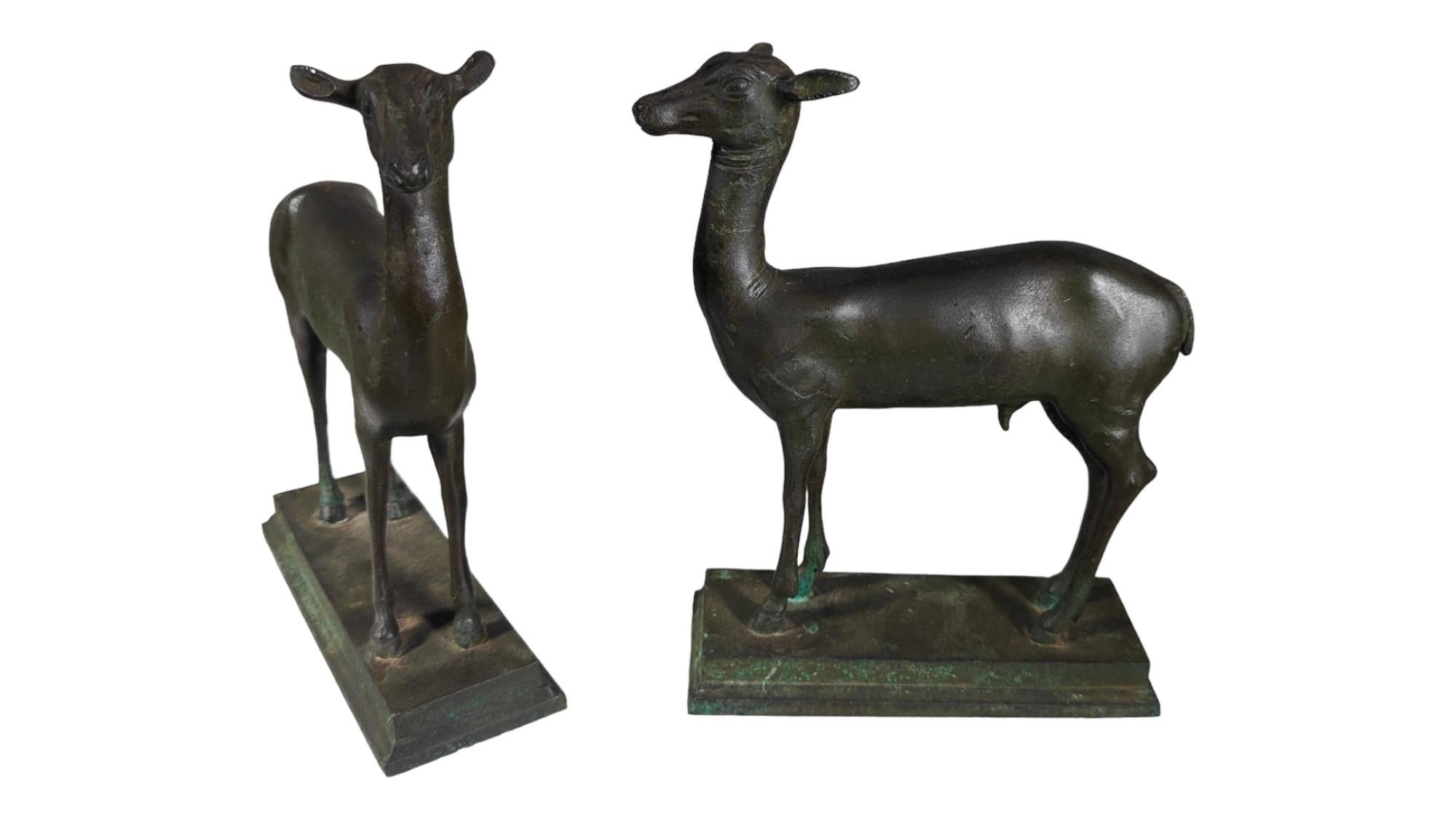 Early 20th Century Pair Of Miniature Pompeian Deer From Herculaneum