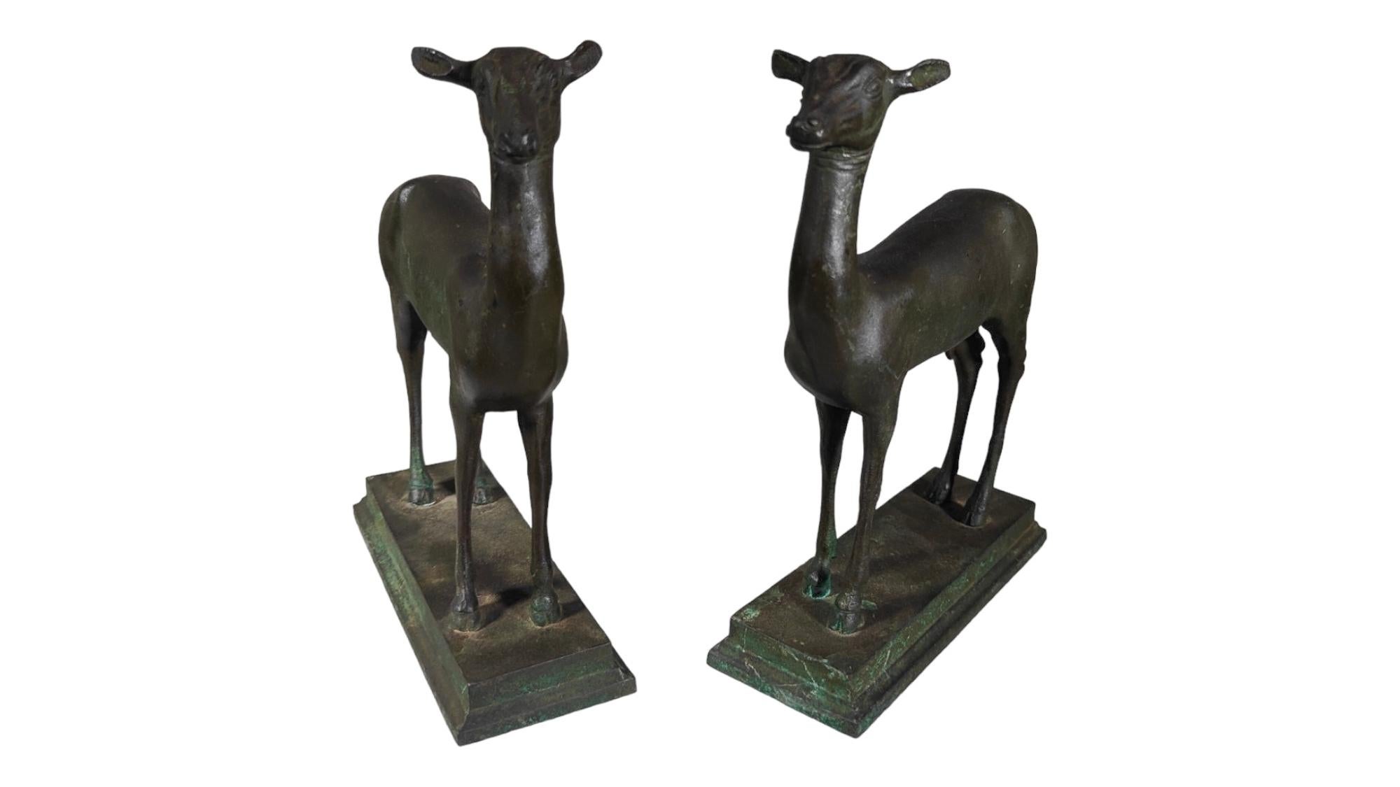 Bronze Pair Of Miniature Pompeian Deer From Herculaneum