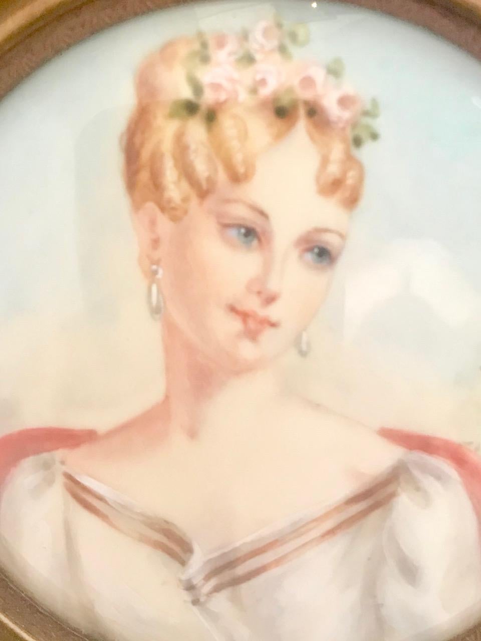European Miniature Portraits of Napoleon II & Imperatrice Marie Louise of Austria For Sale