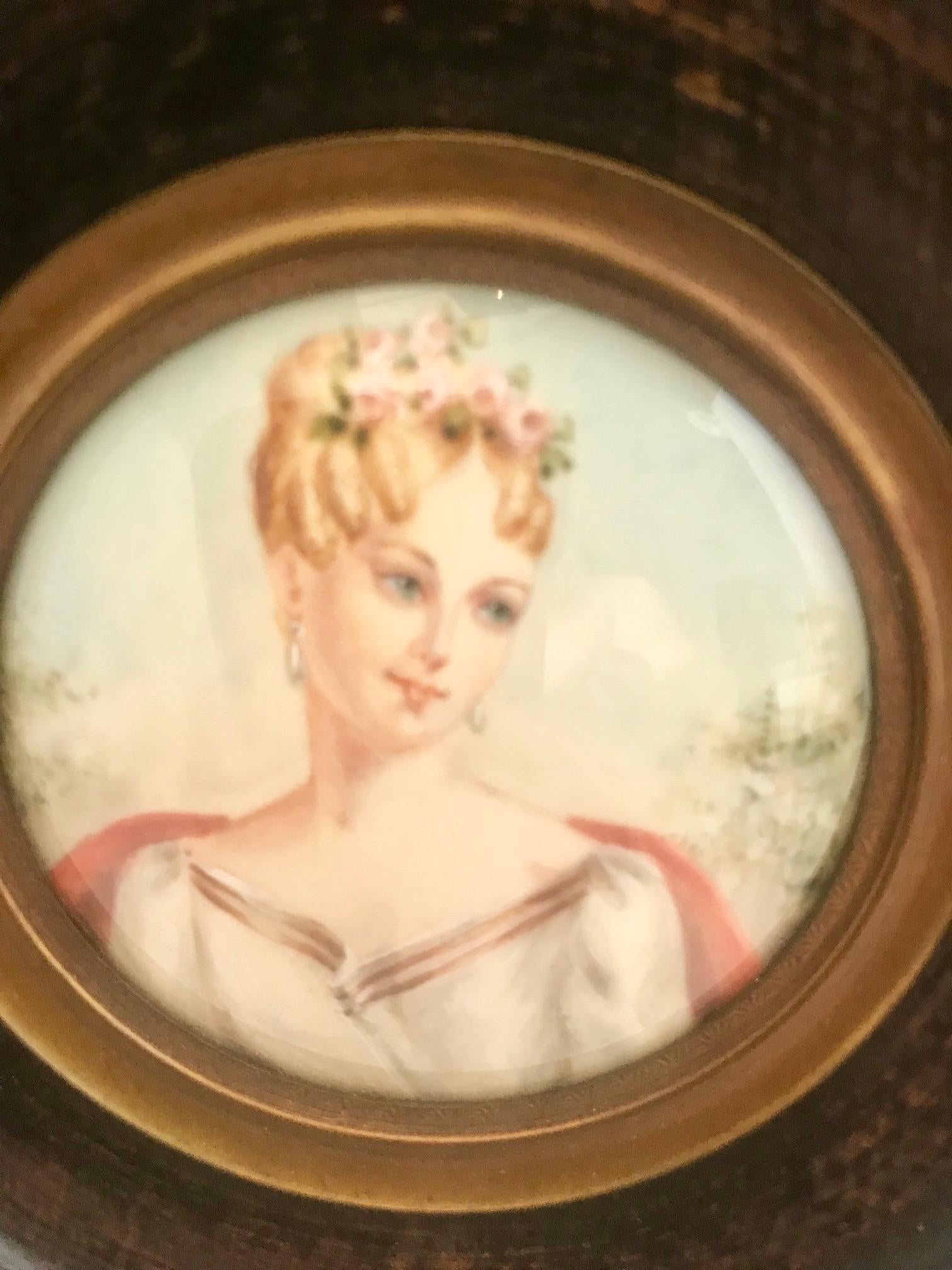 Hand-Crafted Miniature Portraits of Napoleon II & Imperatrice Marie Louise of Austria For Sale
