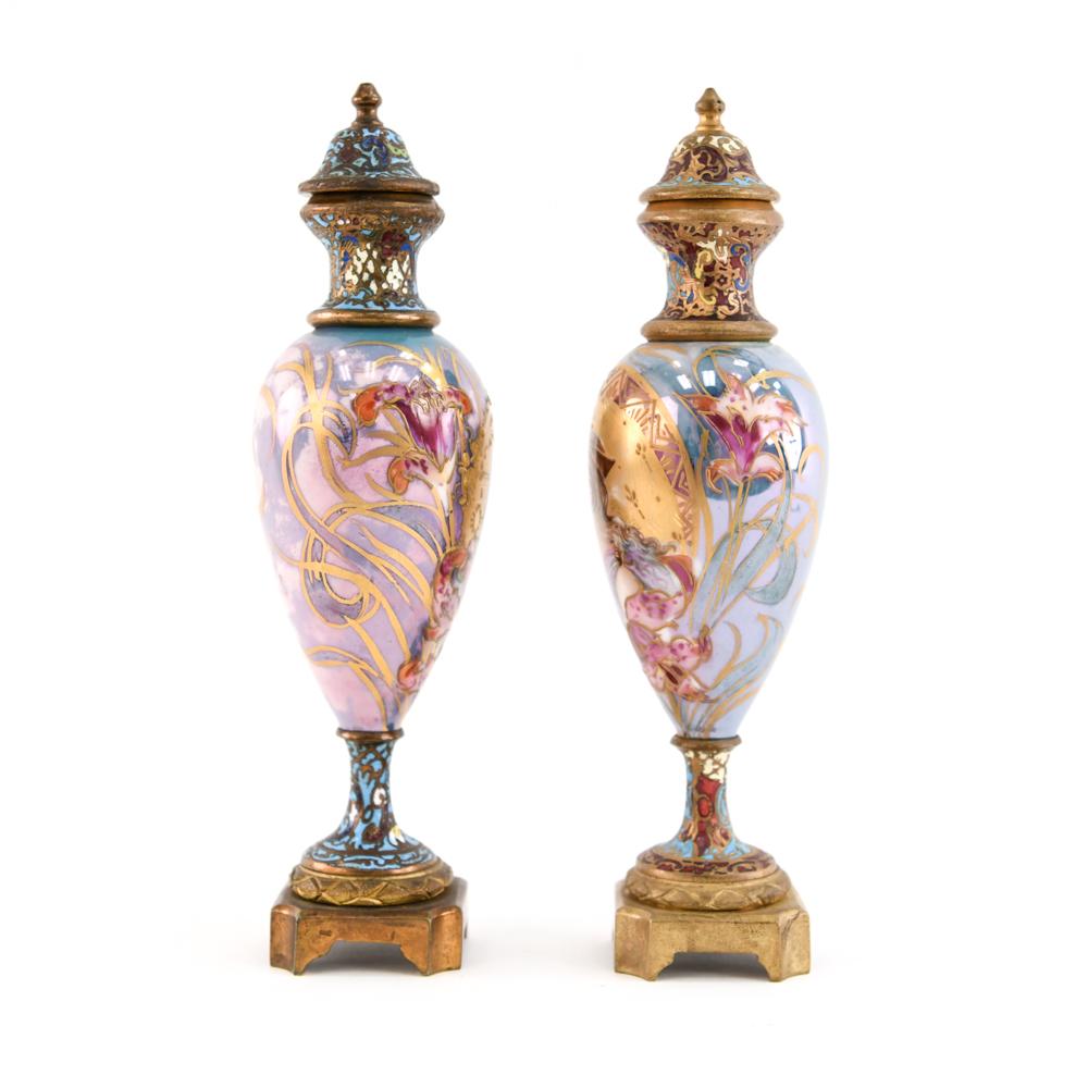 Pair of Miniature Sèvres Porcelain French Urns 7