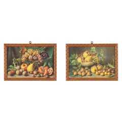 Paire de natures mortes miniatures de Guiseppe Falchetti:: Italie:: années 1920