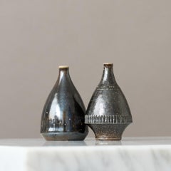 Paire de vases miniatures en grès d'Arthur Andersson, Wallakra, Suède, années 1950