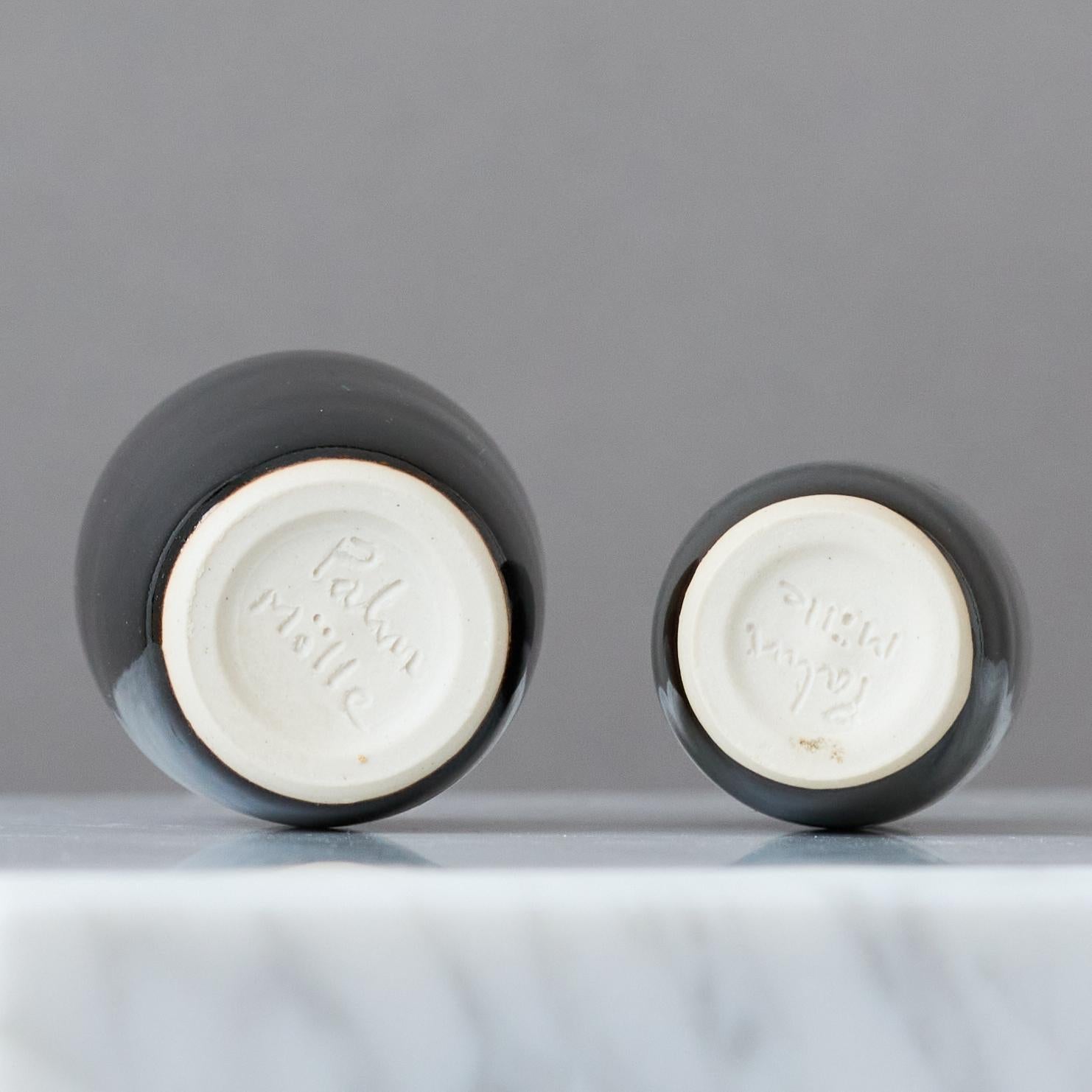 Ceramic Pair of Miniature Stoneware Vases by Swedish Ceramist Rolf Palm, 1970s For Sale