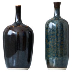 Pair of Miniature Stoneware Vases by Swedish Ceramist Rolf Palm, 1970s