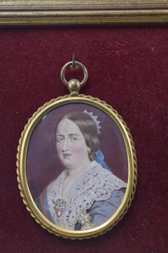 Pair of miniatures, Ferdinand II of Portugal and Isabel II of Portugal.