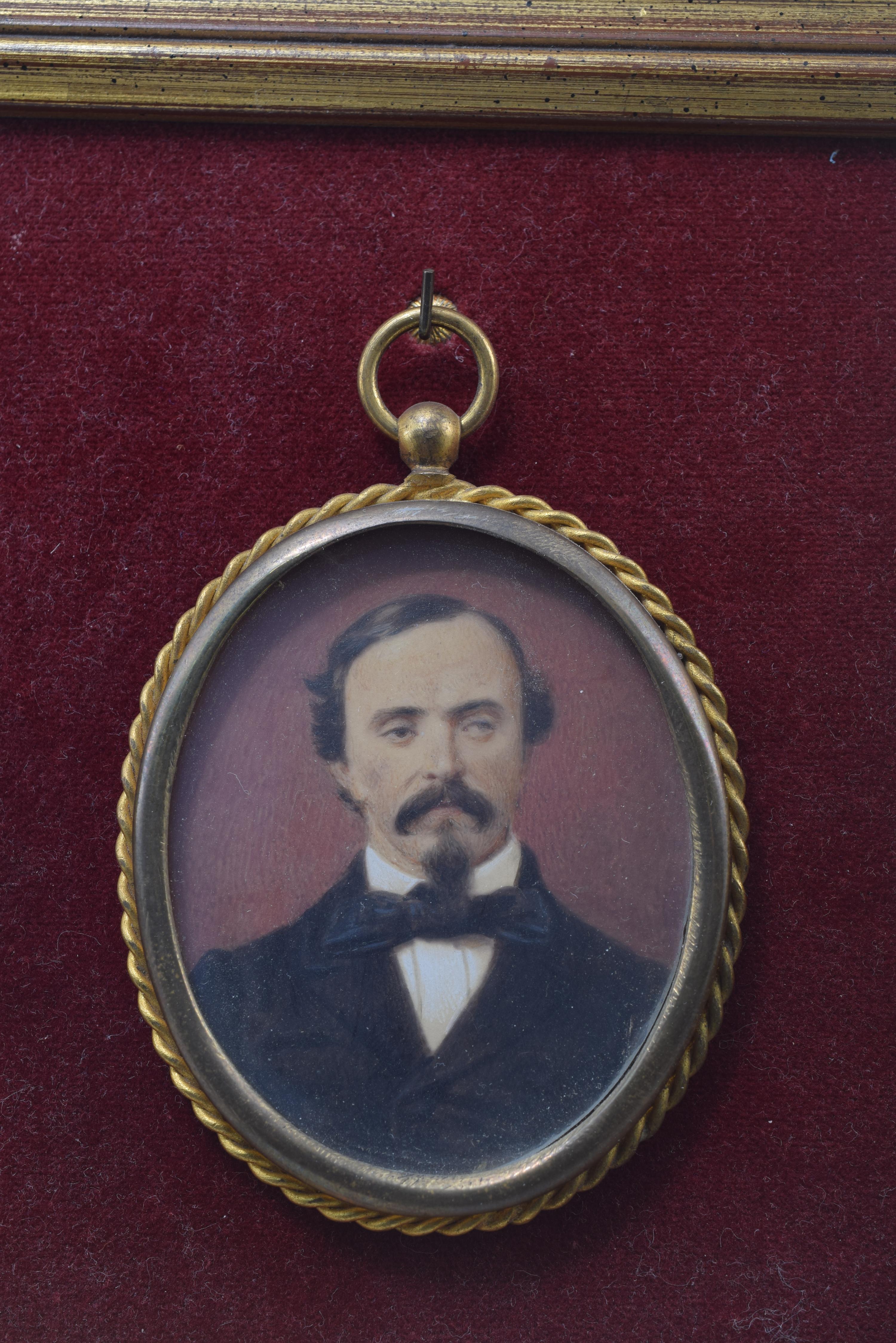 Neoclassico Coppia di miniature, Ferdinando II del Portogallo e Isabella II del Portogallo. in vendita