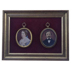 Pair of miniatures in medallions, possibly Dukes of Montpensier. 19th century